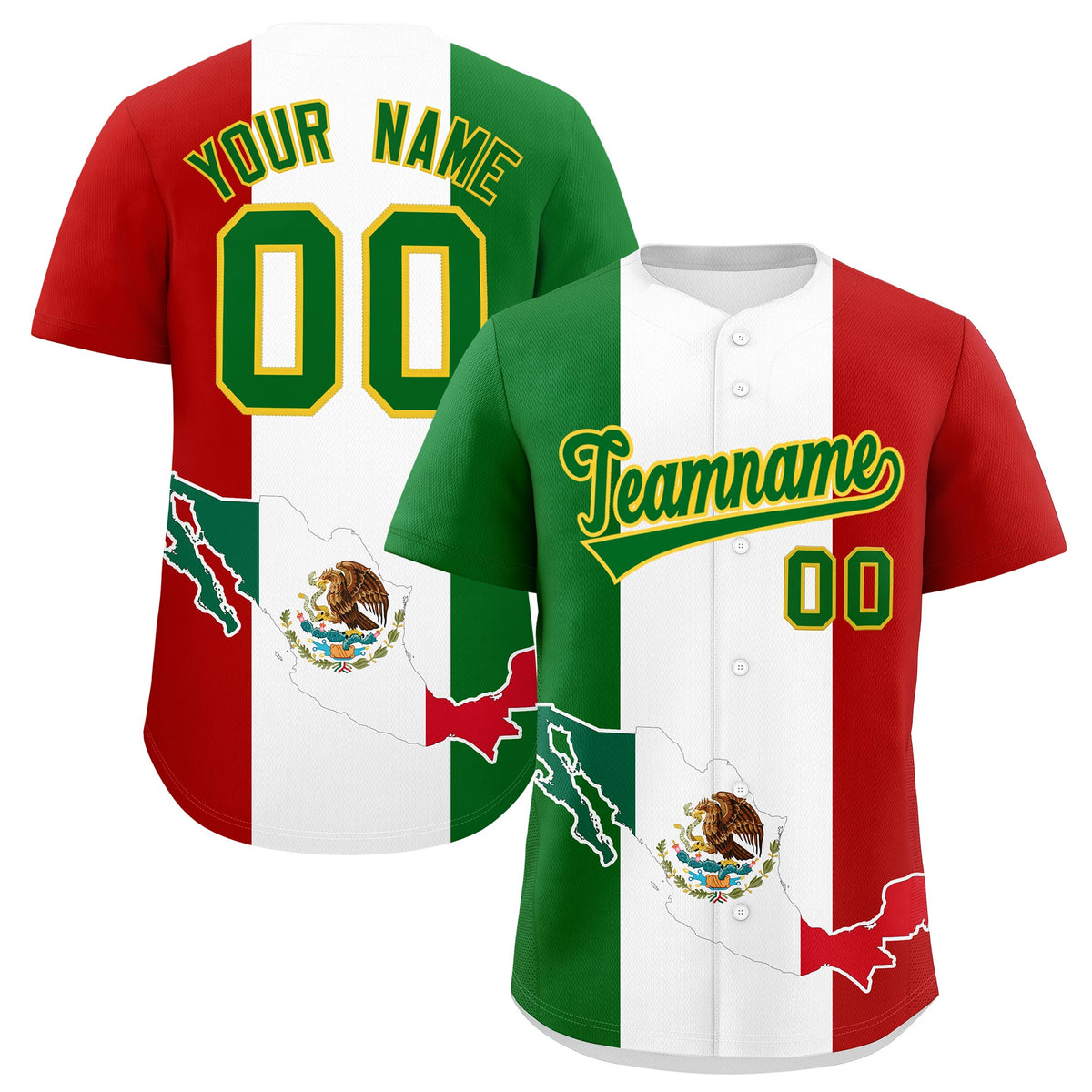 Custom Kelly Green White Red Graffiti Pattern Mexican style Stretch Fabric Baseball Jersey| KXKSHOP