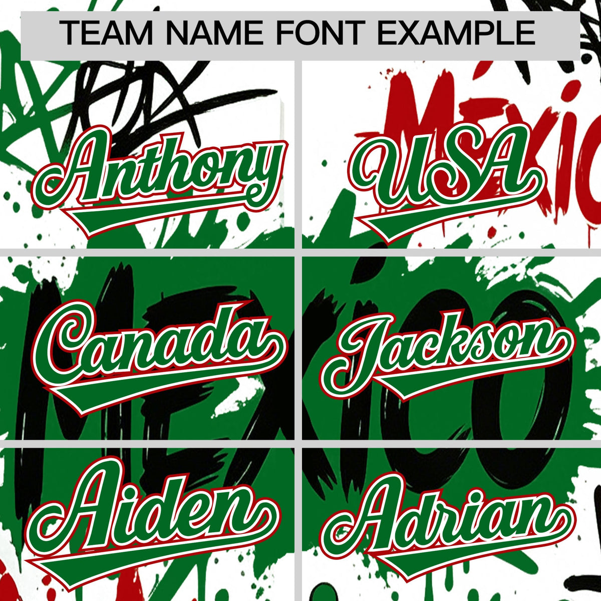 Custom White Kelly Green Red Graffiti Pattern Mexican style Stretch Fabric Baseball Jersey| KXKSHOP