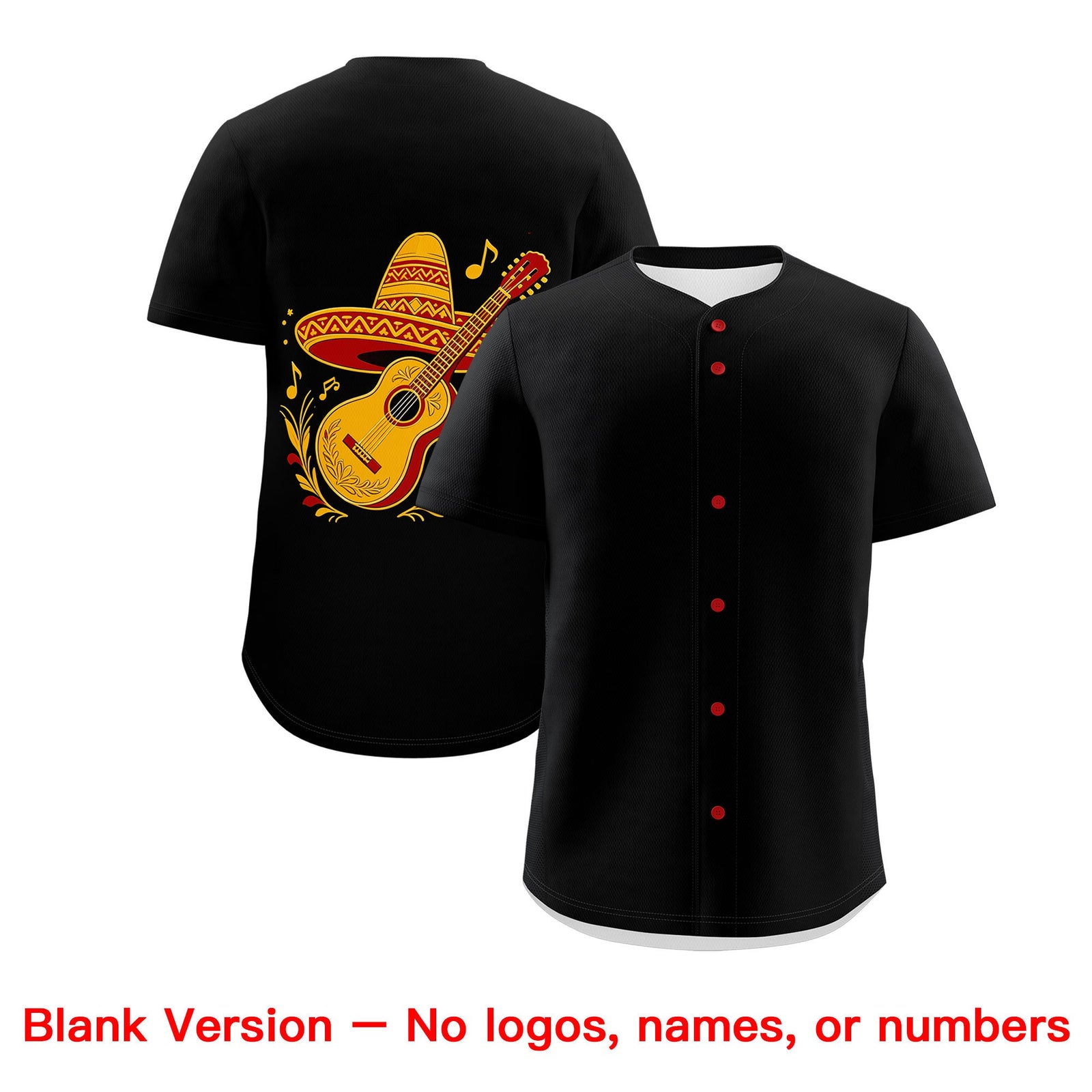 Custom Black Red Yellow Graffiti Pattern Mexican style Stretch Fabric Baseball Jersey| KXKSHOP