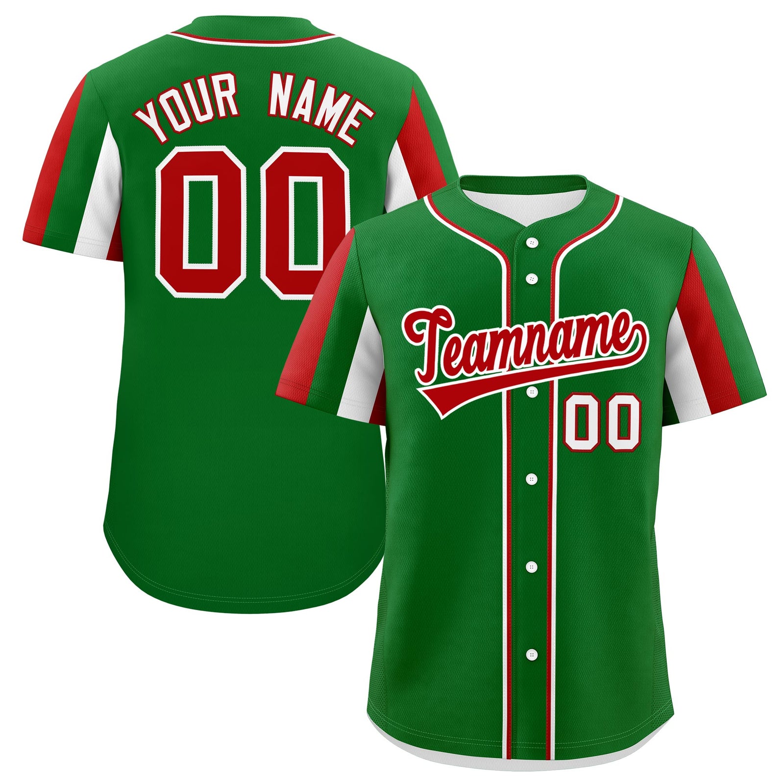 Custom Kelly Green White Red Graffiti Pattern Mexican style Stretch Fabric Baseball Jersey| KXKSHOP