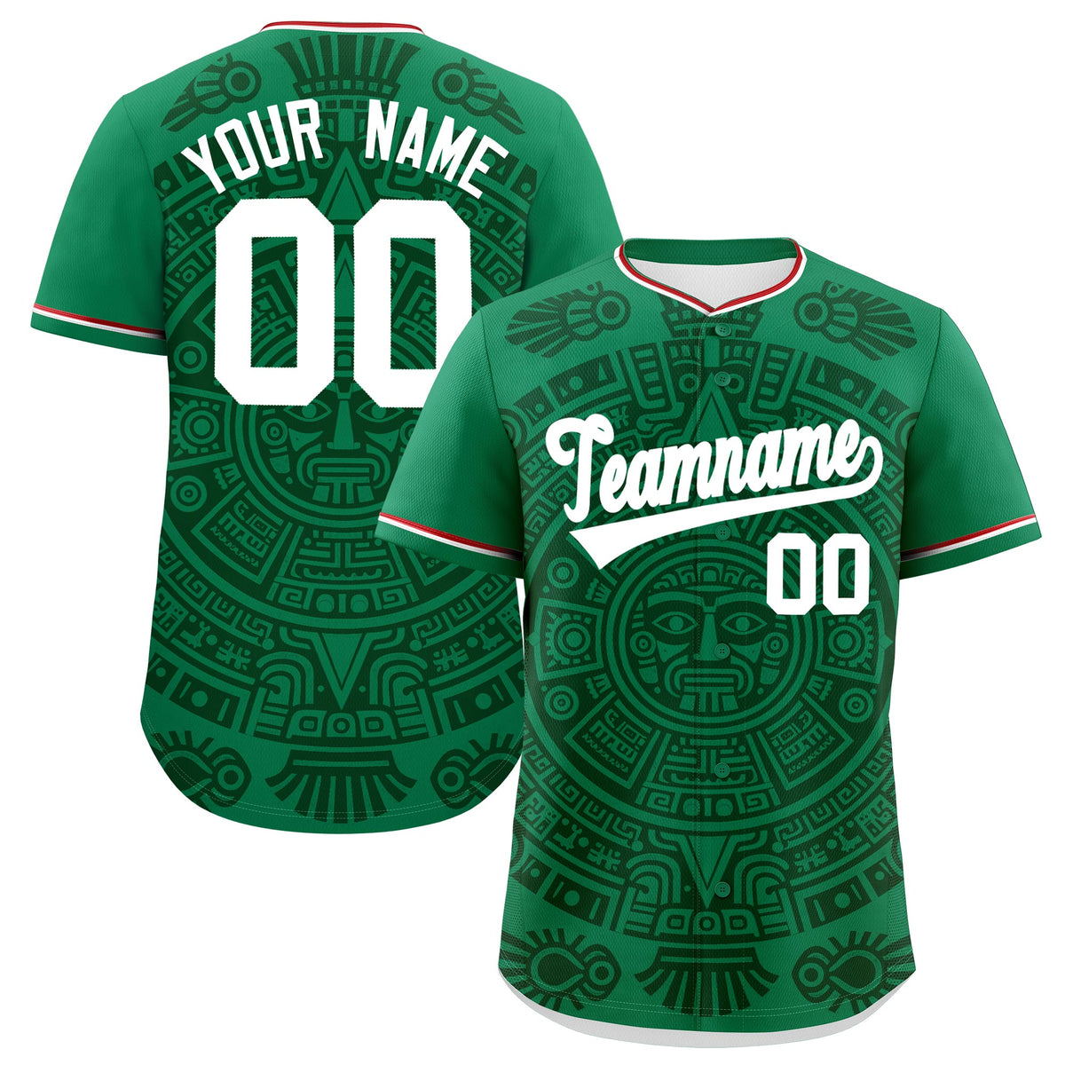 Custom Kelly Green Dark Green White Graffiti Pattern Mexican style Stretch Fabric Baseball Jersey| KXKSHOP