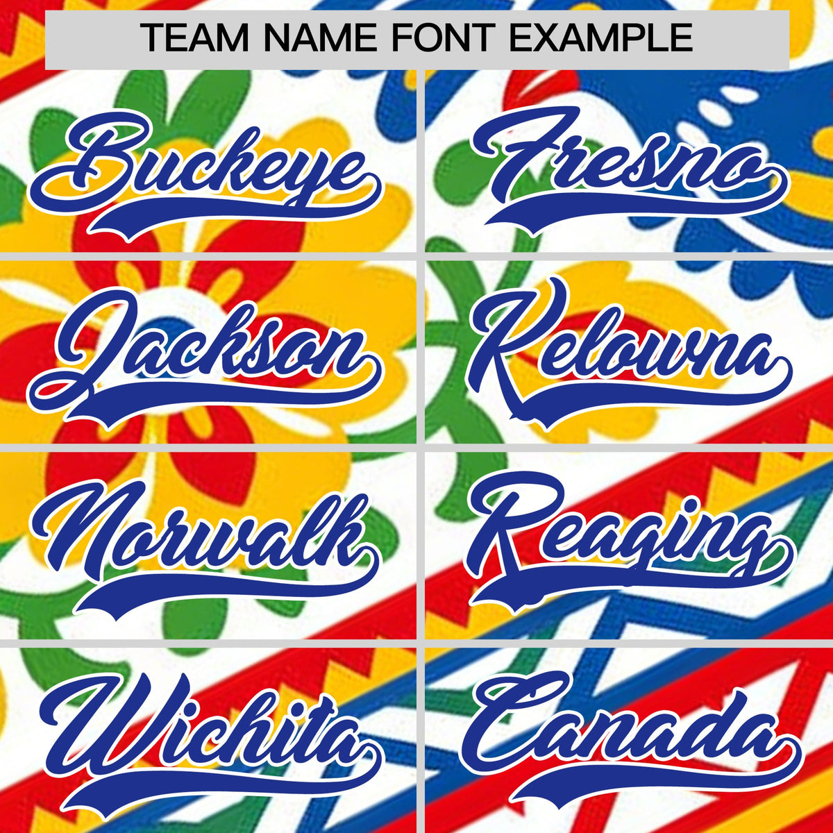 Custom White Royal Blue Graffiti Pattern Mexican style Stretch Fabric Baseball Jersey| KXKSHOP
