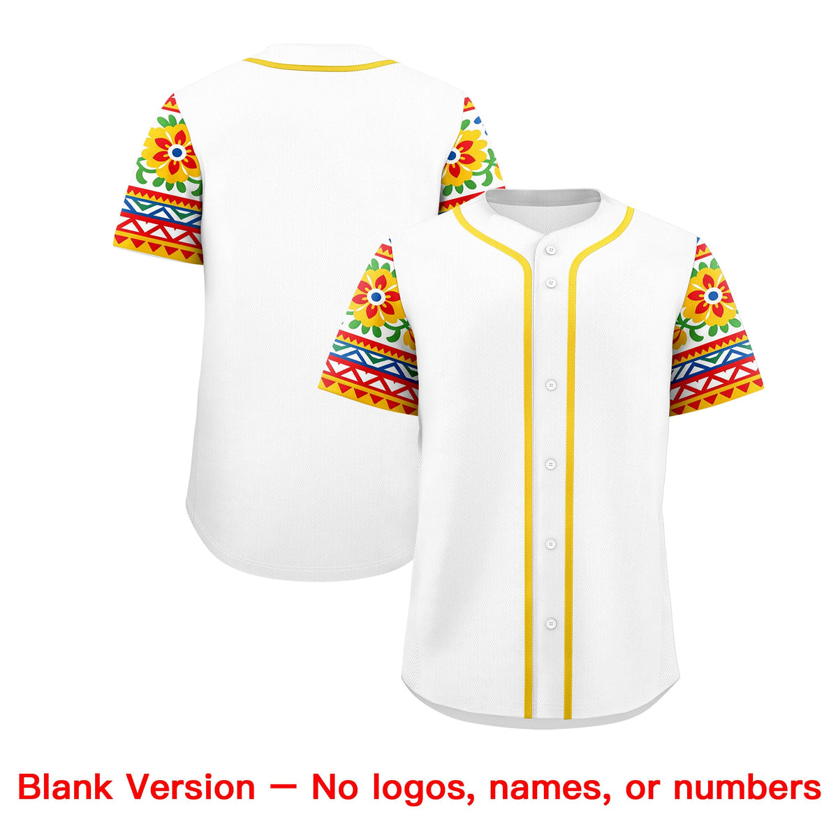 Custom White Red Gold Graffiti Pattern Mexican style Stretch Fabric Baseball Jersey| KXKSHOP