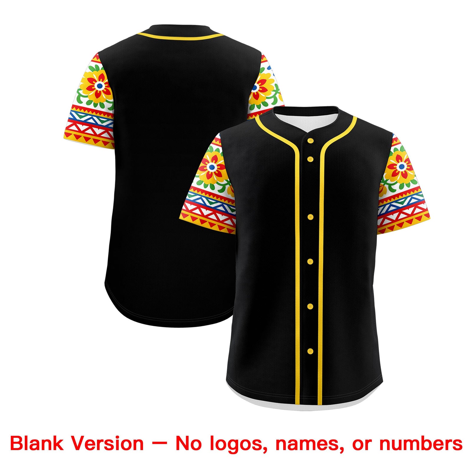 Custom Black Red Gold Graffiti Pattern Mexican style Stretch Fabric Baseball Jersey| KXKSHOP