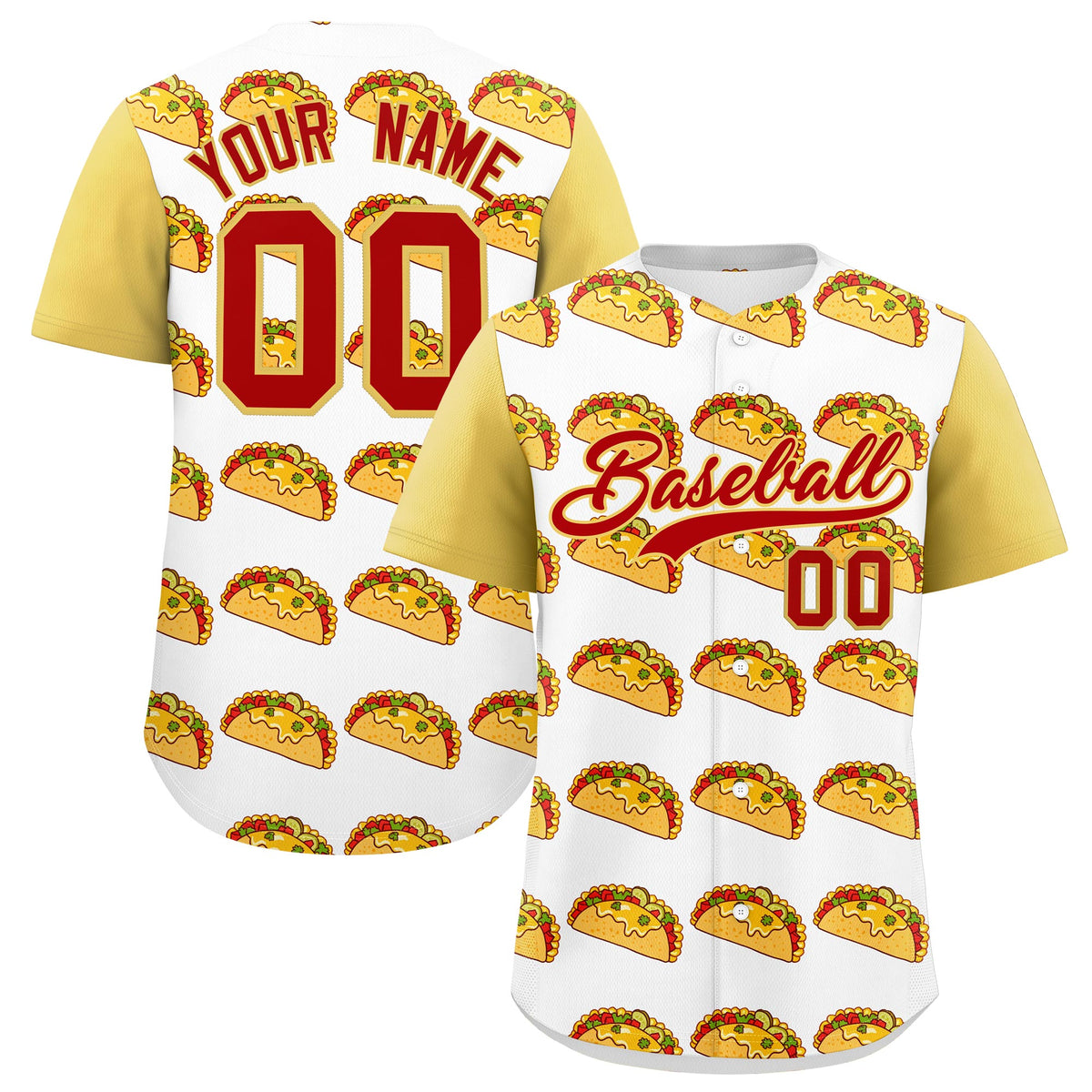 Custom White Khaki Red Graffiti Pattern Mexican style Stretch Fabric Baseball Jersey| KXKSHOP
