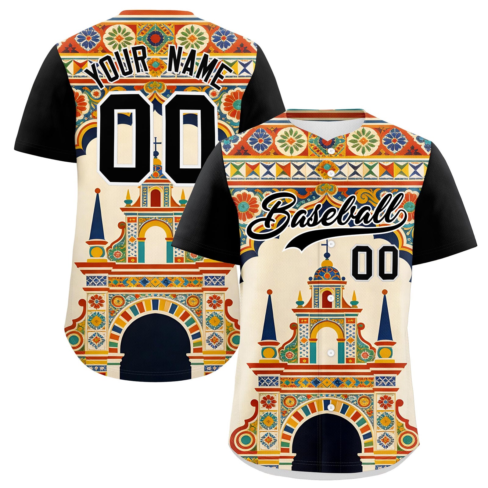 Custom Black White Graffiti Pattern Mexican style Stretch Fabric Baseball Jersey| KXKSHOP