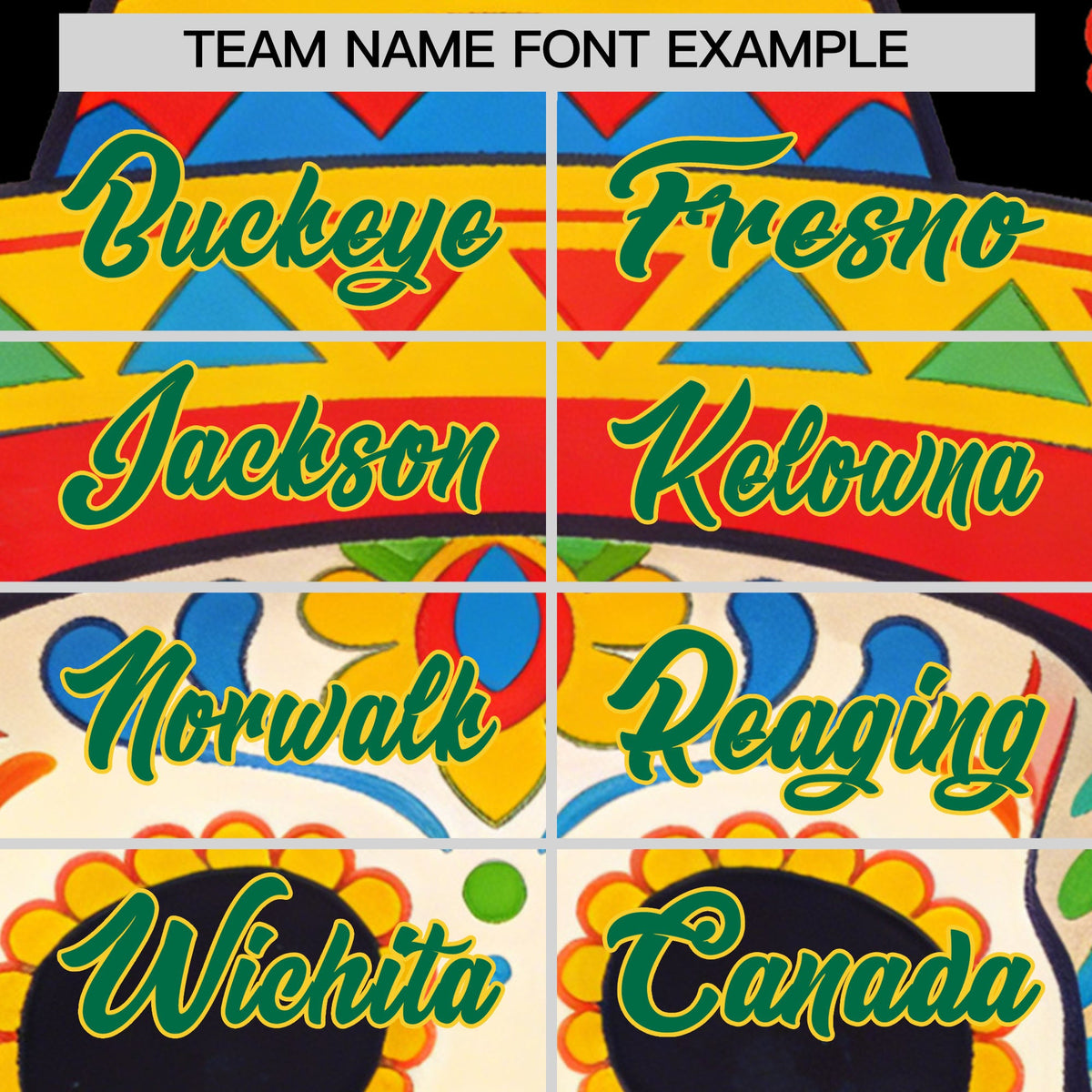 Custom Black Kelly Green Gold Graffiti Pattern Mexican style Stretch Fabric Baseball Jersey| KXKSHOP