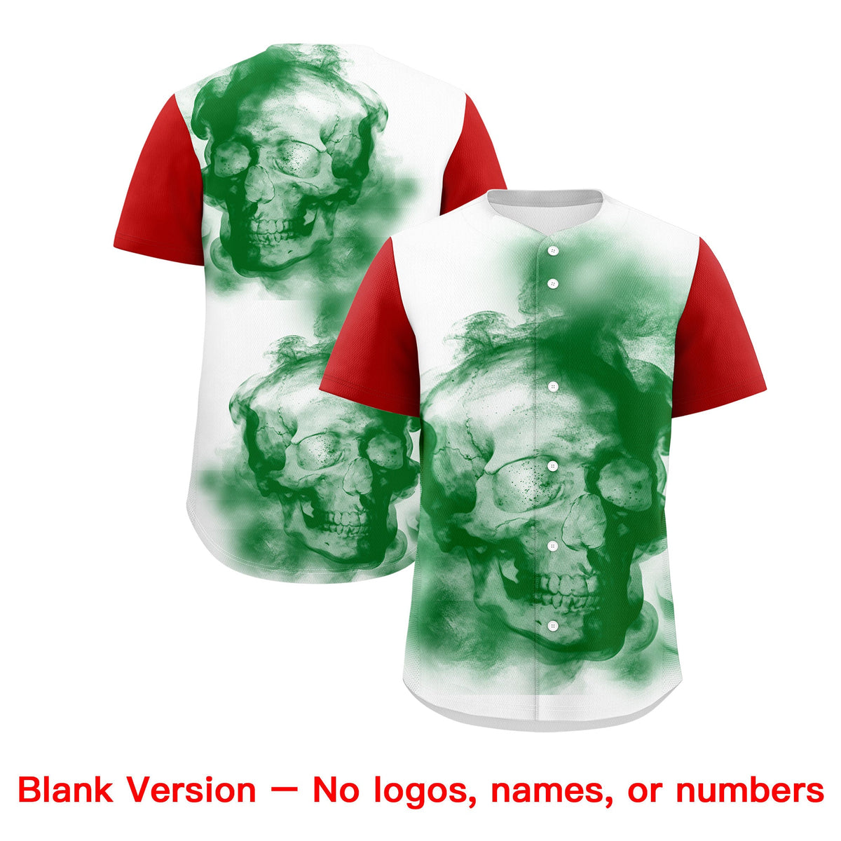 Custom White Red Kelly Green Graffiti Pattern Mexican style Stretch Fabric Baseball Jersey| KXKSHOP