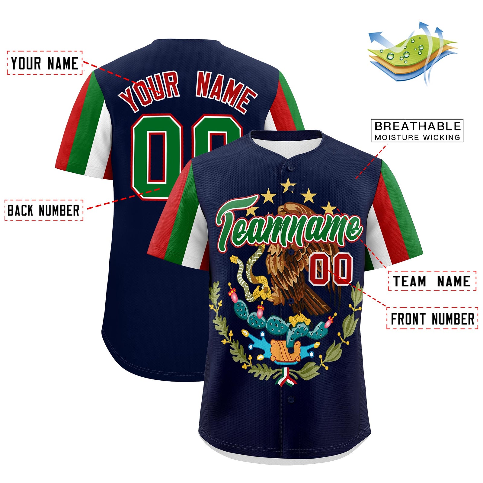 Custom Kelly Green Graffiti Pattern Mexican style Stretch Fabric Baseball Jersey| KXKSHOP