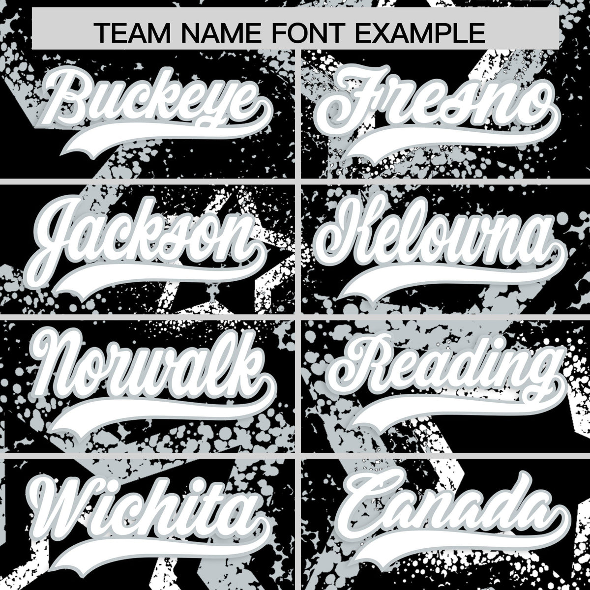 Custom Black White Silver Star-Shaped Ink Texture Graffiti Pattern Baseball Jersey | Sublimation Printed & Stitched,Add Name and Numbern,Perfect for Parties,Perfect for Training | KXKSHOP