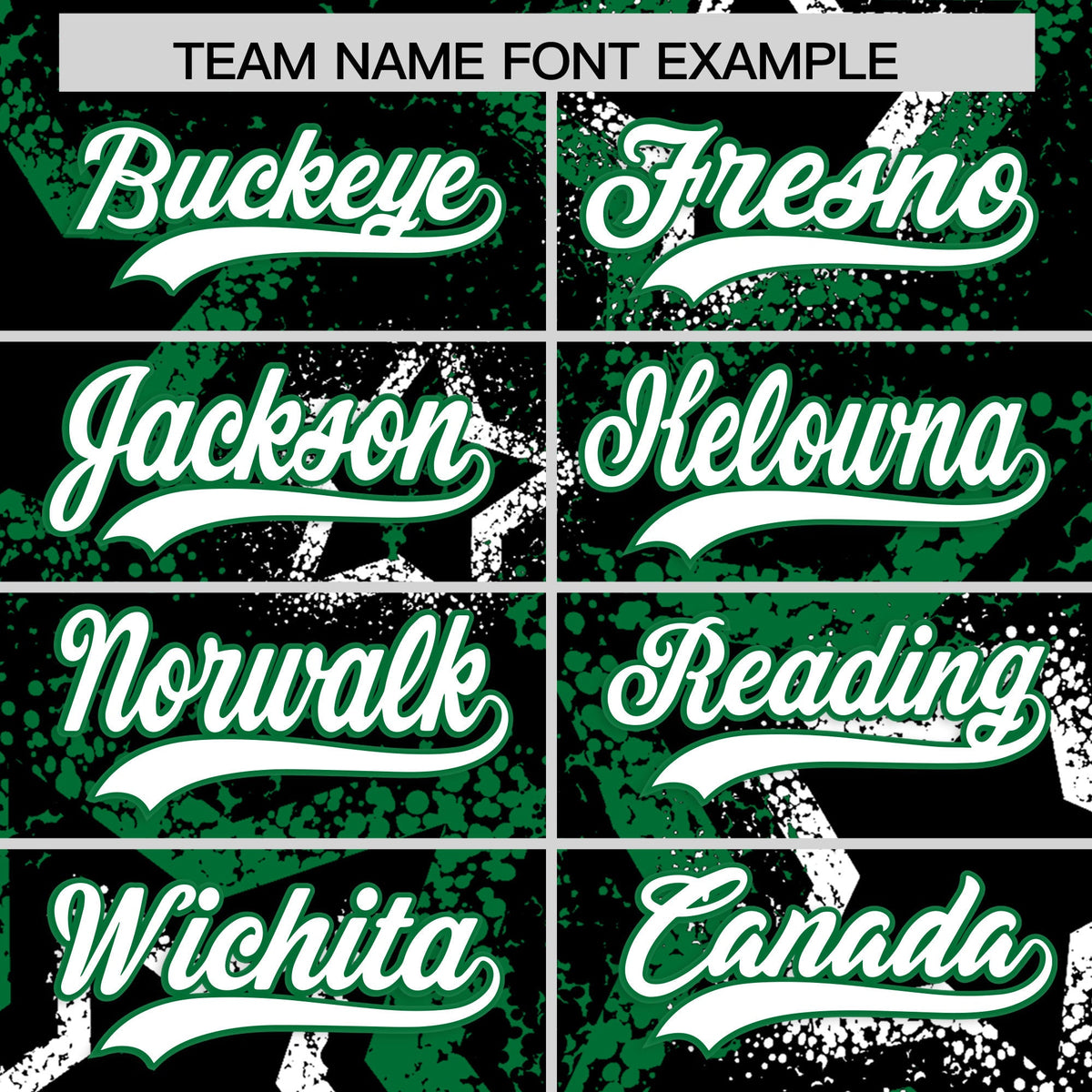 Custom Black White Kelly Green Star-Shaped Ink Texture Graffiti Pattern Baseball Jersey | Sublimation Printed &amp; Stitched,Add Name and Numbern,Perfect for Parties,Perfect for Training | KXKSHOP
