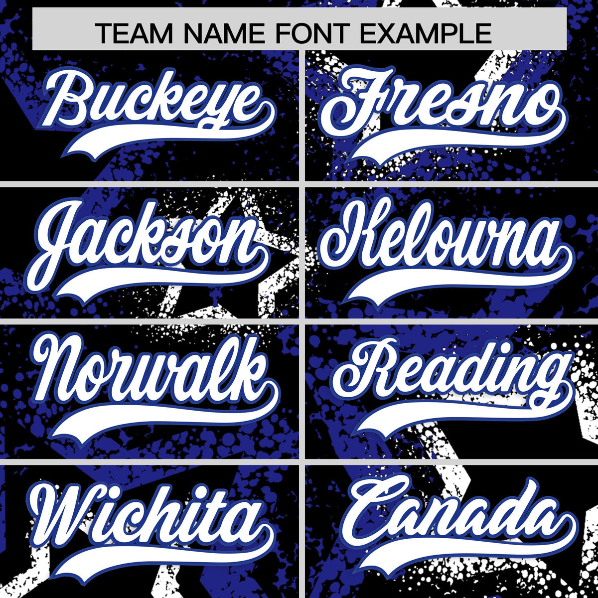 Custom Black White Royal Blue Star-Shaped Ink Texture Graffiti Pattern Baseball Jersey | Sublimation Printed &amp; Stitched,Add Name and Numbern,Perfect for Parties,Perfect for Training | KXKSHOP