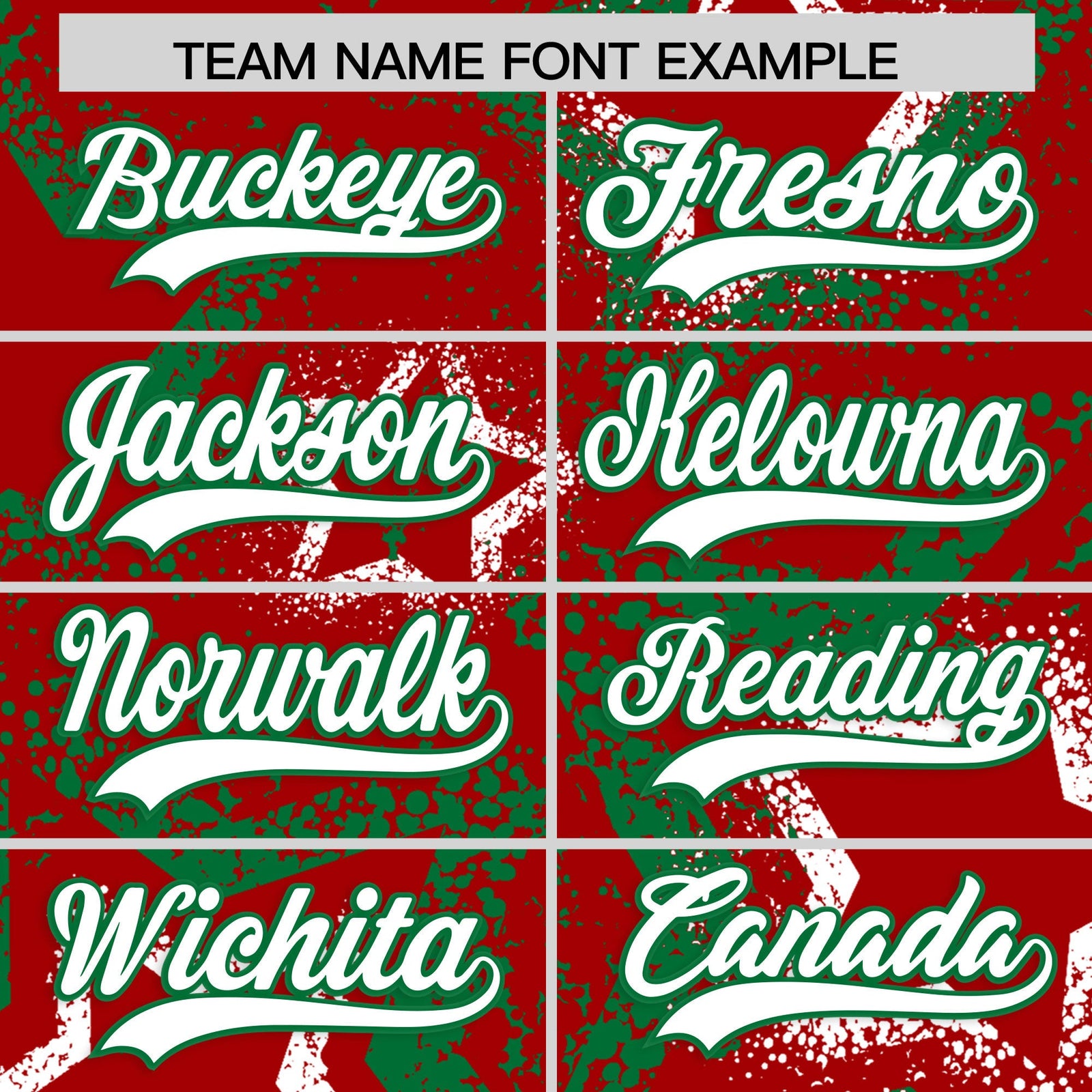 Custom Red White Kelly Green Star-Shaped Ink Texture Graffiti Pattern Baseball Jersey | Sublimation Printed & Stitched,Add Name and Numbern,Perfect for Parties,Perfect for Training | KXKSHOP