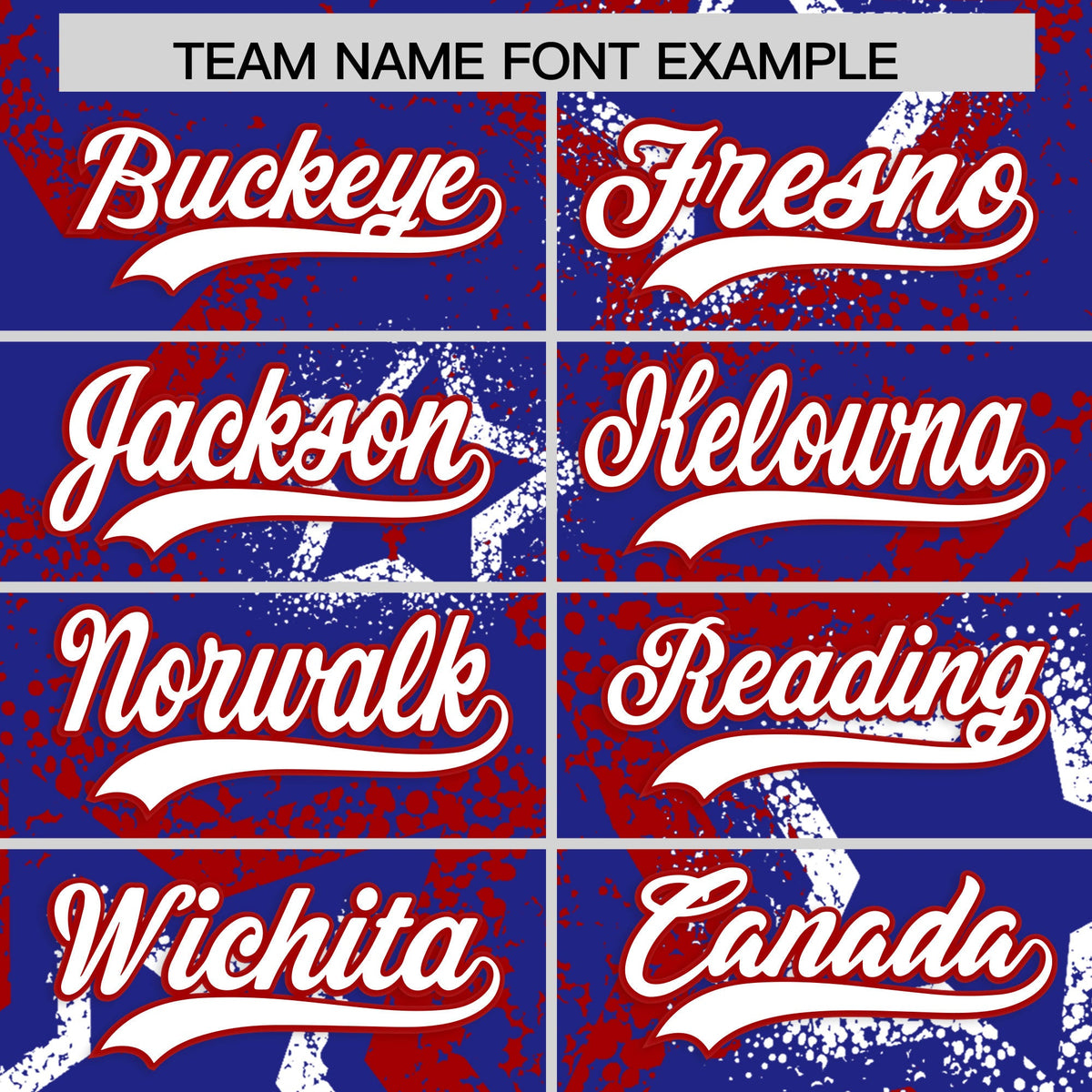 Custom Royal Blue White Red Star-Shaped Ink Texture Graffiti Pattern Baseball Jersey | Sublimation Printed &amp; Stitched,Add Name and Numbern,Perfect for Parties,Perfect for Training | KXKSHOP