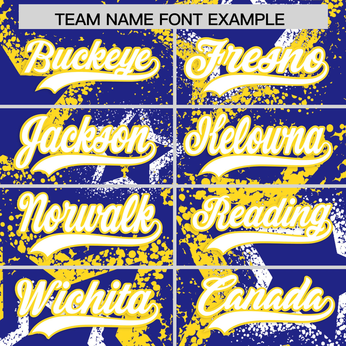 Custom Royal Blue White Gold Star-Shaped Ink Texture Graffiti Pattern Baseball Jersey | Sublimation Printed &amp; Stitched,Add Name and Numbern,Perfect for Parties,Perfect for Training | KXKSHOP