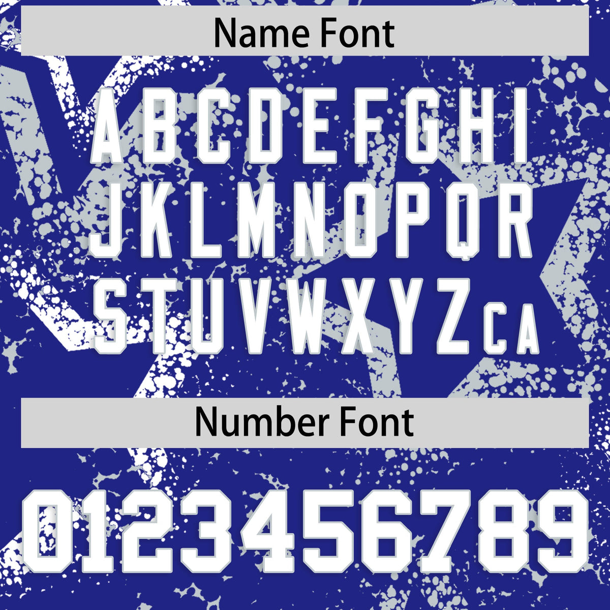 Custom Royal Blue White Silver Star-Shaped Ink Texture Graffiti Pattern Baseball Jersey | Sublimation Printed & Stitched,Add Name and Numbern,Perfect for Parties,Perfect for Training | KXKSHOP