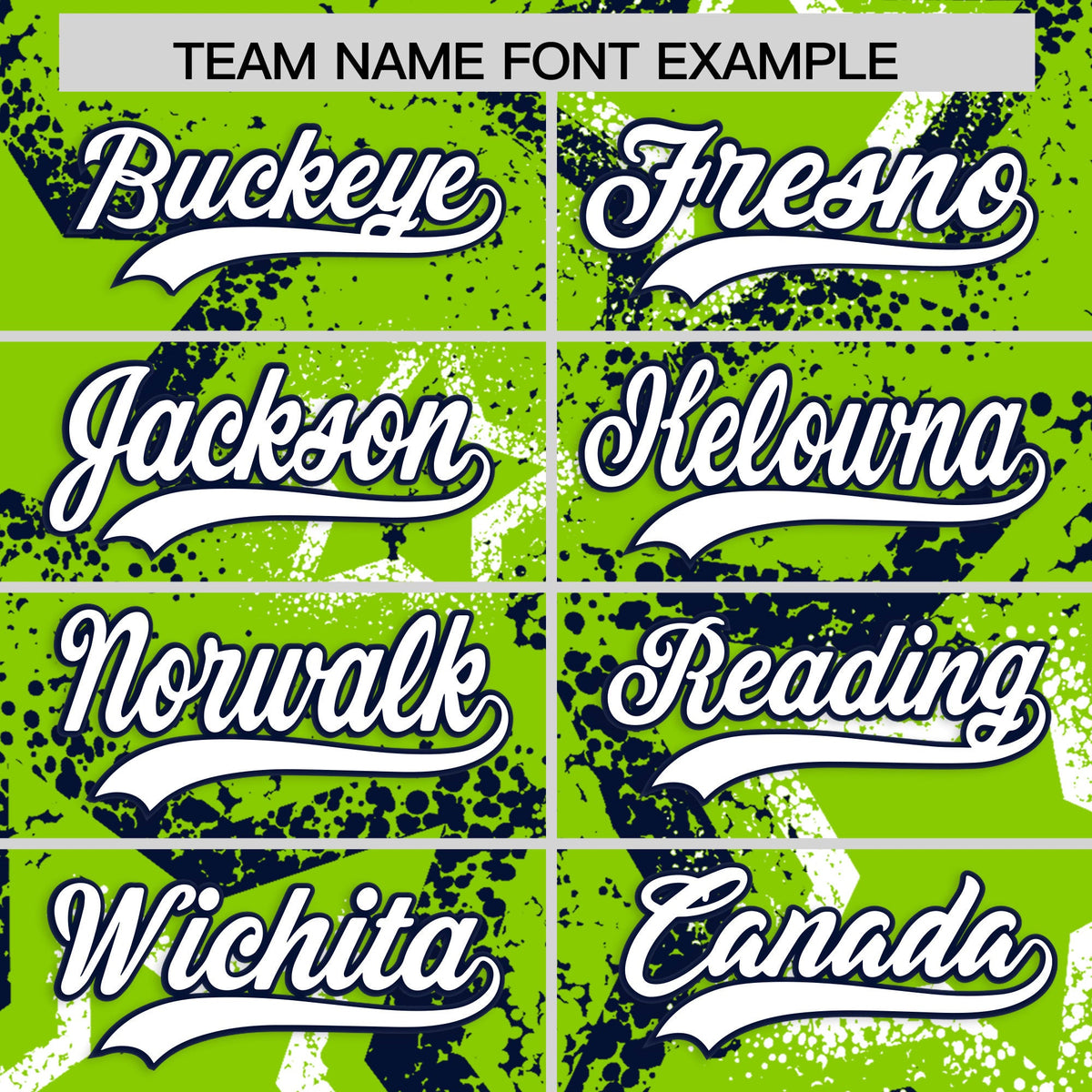 Custom Neon Green White Navy Star-Shaped Ink Texture Graffiti Pattern Baseball Jersey | Sublimation Printed &amp; Stitched,Add Name and Numbern,Perfect for Parties,Perfect for Training | KXKSHOP