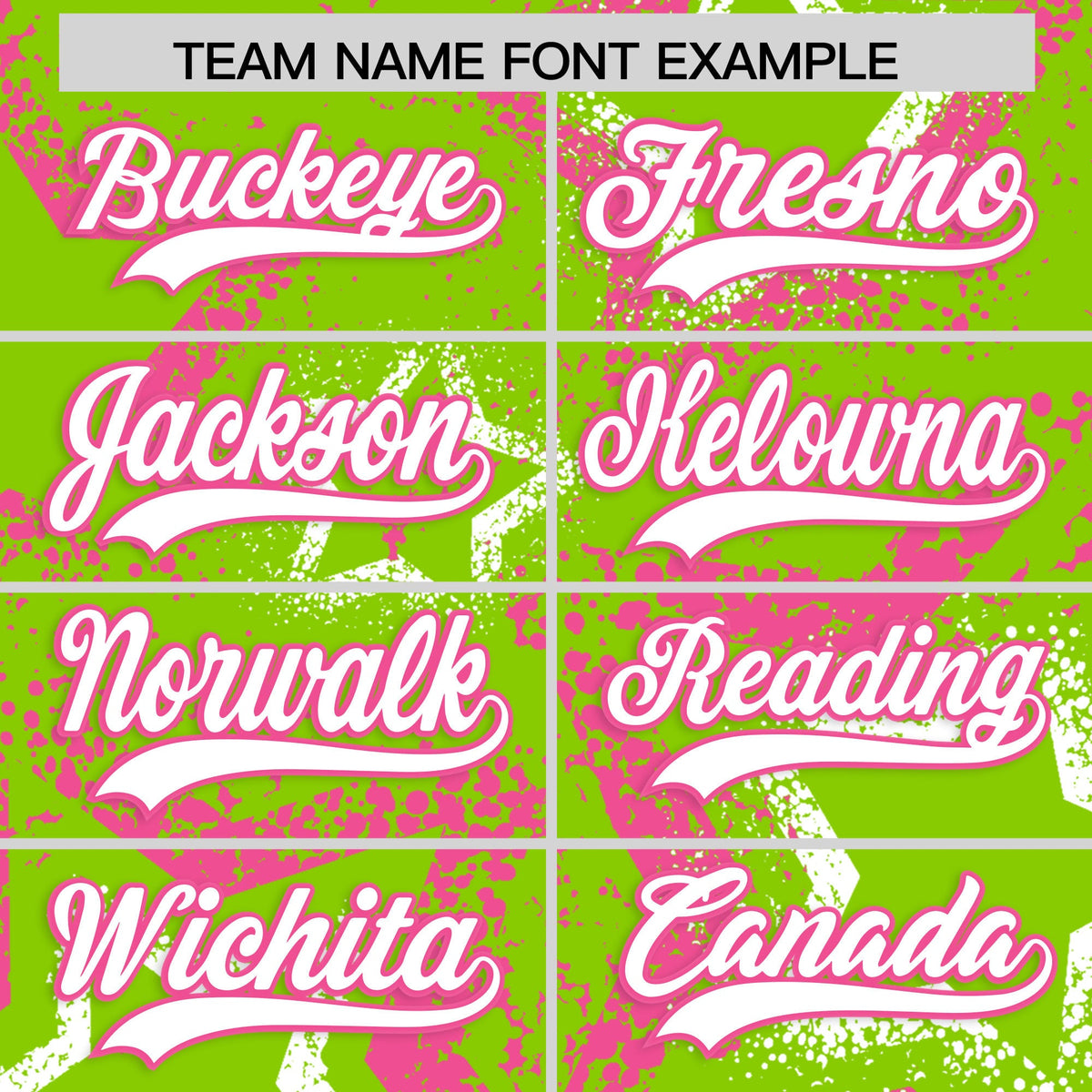 Custom Neon Green Pink White Star-Shaped Ink Texture Graffiti Pattern Baseball Jersey | Sublimation Printed &amp; Stitched,Add Name and Numbern,Perfect for Parties,Perfect for Training | KXKSHOP