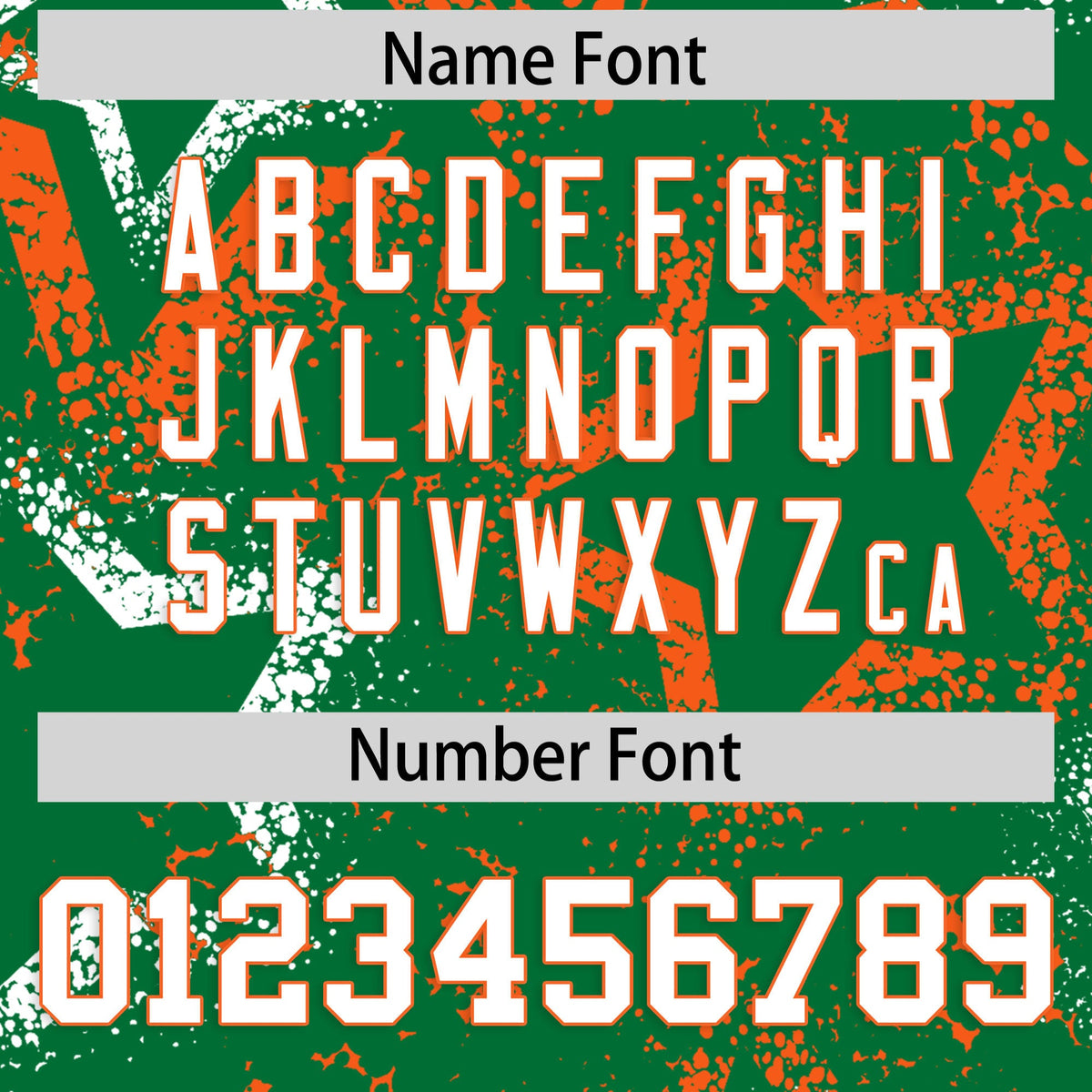 Custom Kelly Green White Orange Star-Shaped Ink Texture Graffiti Pattern Baseball Jersey | Sublimation Printed & Stitched,Add Name and Numbern,Perfect for Parties,Perfect for Training | KXKSHOP