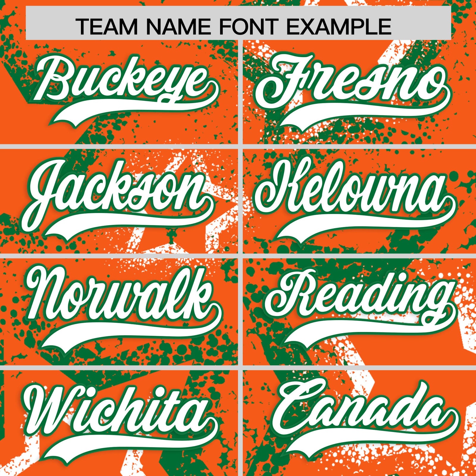 Custom Orange Kelly Green White Star-Shaped Ink Texture Graffiti Pattern Baseball Jersey | Sublimation Printed & Stitched,Add Name and Numbern,Perfect for Parties,Perfect for Training | KXKSHOP