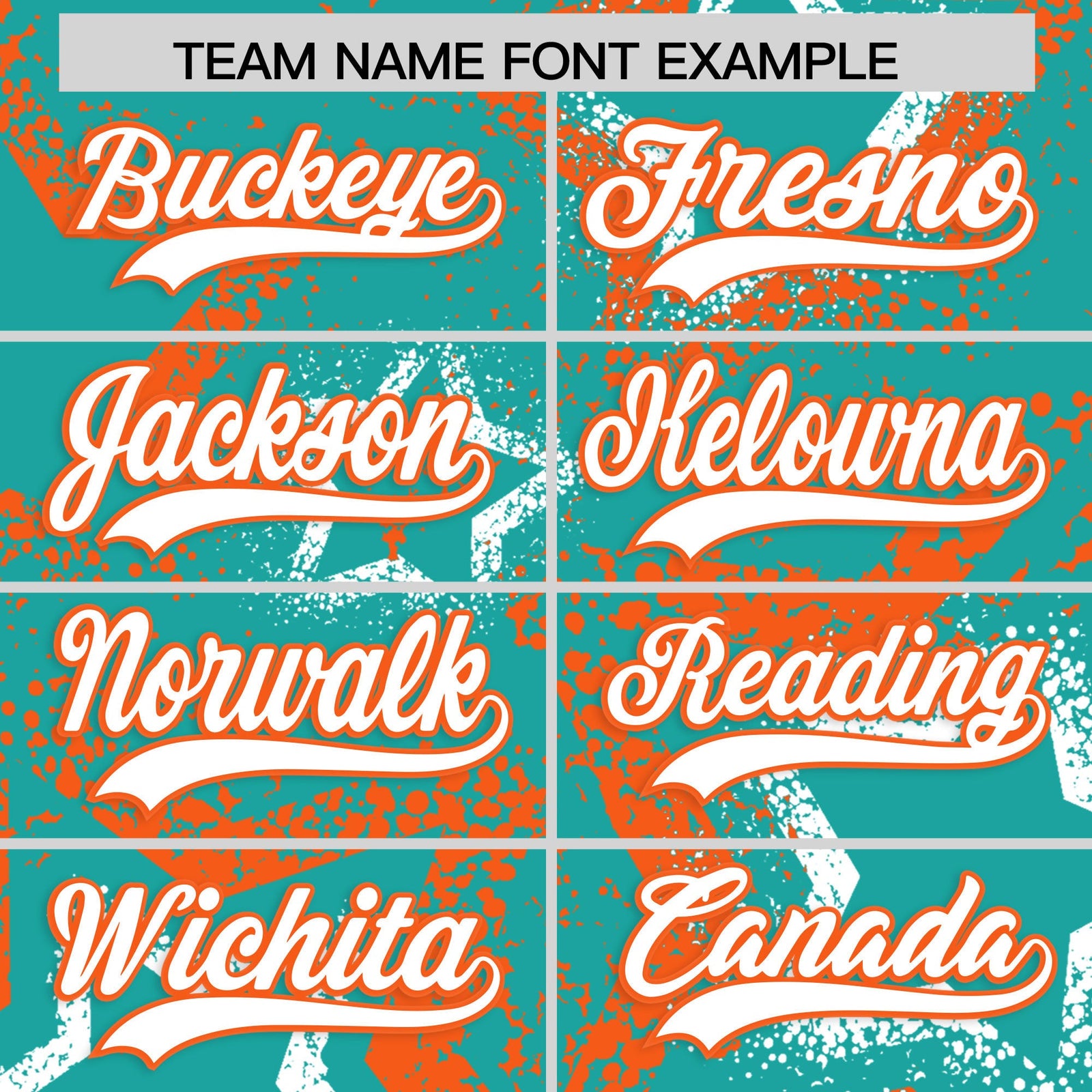 Custom Aqua White Orange Star-Shaped Ink Texture Graffiti Pattern Baseball Jersey | Sublimation Printed & Stitched,Add Name and Numbern,Perfect for Parties,Perfect for Training | KXKSHOP
