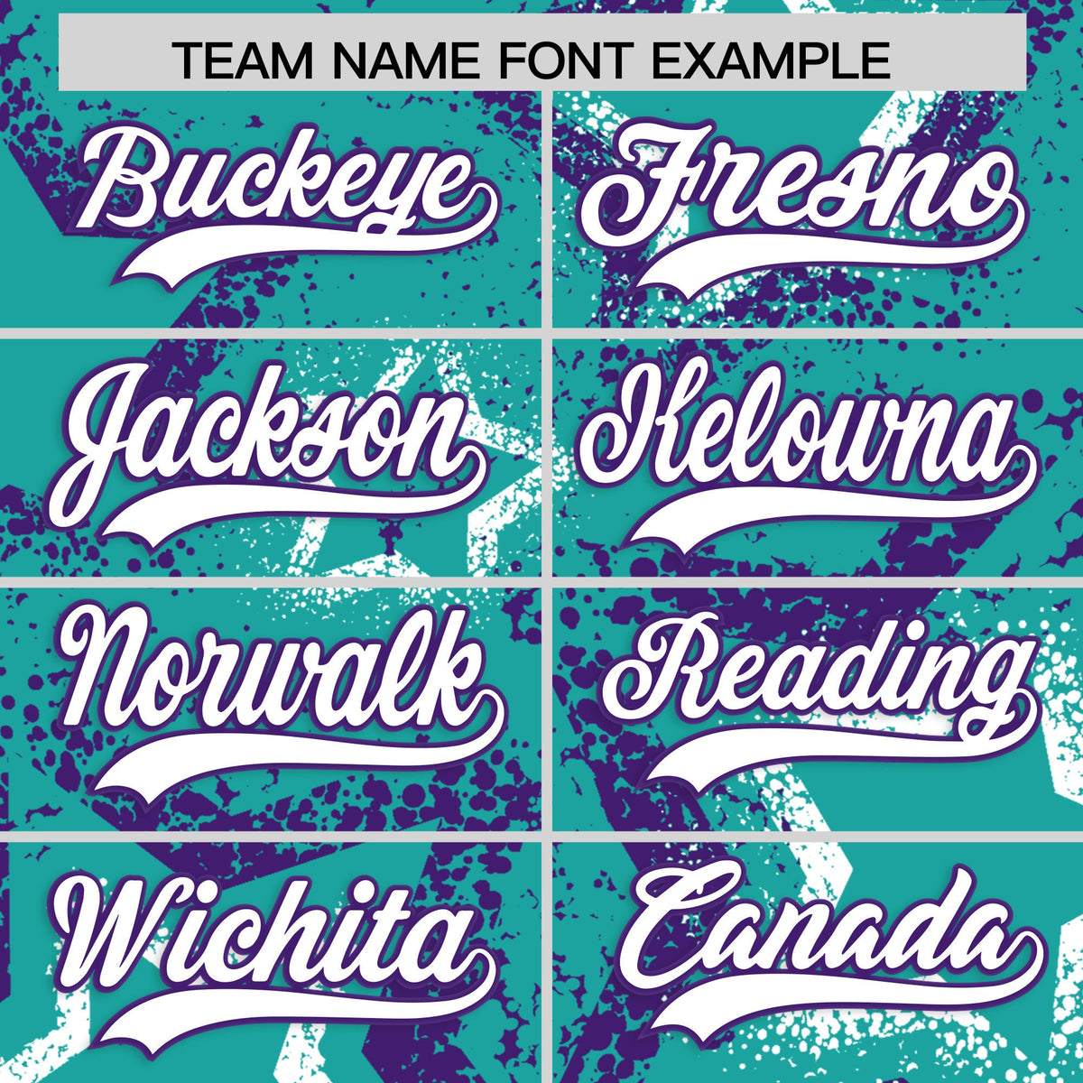 Custom Aqua White Purple Star-Shaped Ink Texture Graffiti Pattern Baseball Jersey | Sublimation Printed &amp; Stitched,Add Name and Numbern,Perfect for Parties,Perfect for Training | KXKSHOP