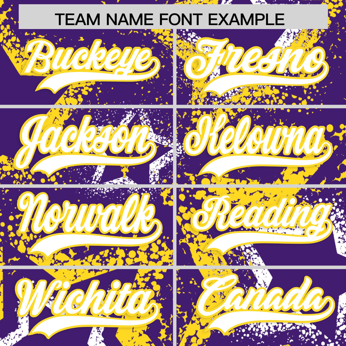 Custom Purple White Gold Star-Shaped Ink Texture Graffiti Pattern Baseball Jersey | Sublimation Printed &amp; Stitched,Add Name and Numbern,Perfect for Parties,Perfect for Training | KXKSHOP