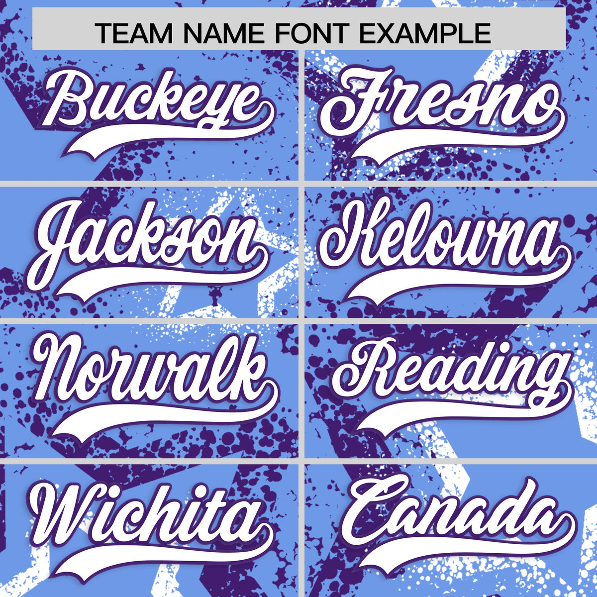 Custom Light Blue White Purple Star-Shaped Ink Texture Graffiti Pattern Baseball Jersey | Sublimation Printed &amp; Stitched,Add Name and Numbern,Perfect for Parties,Perfect for Training | KXKSHOP