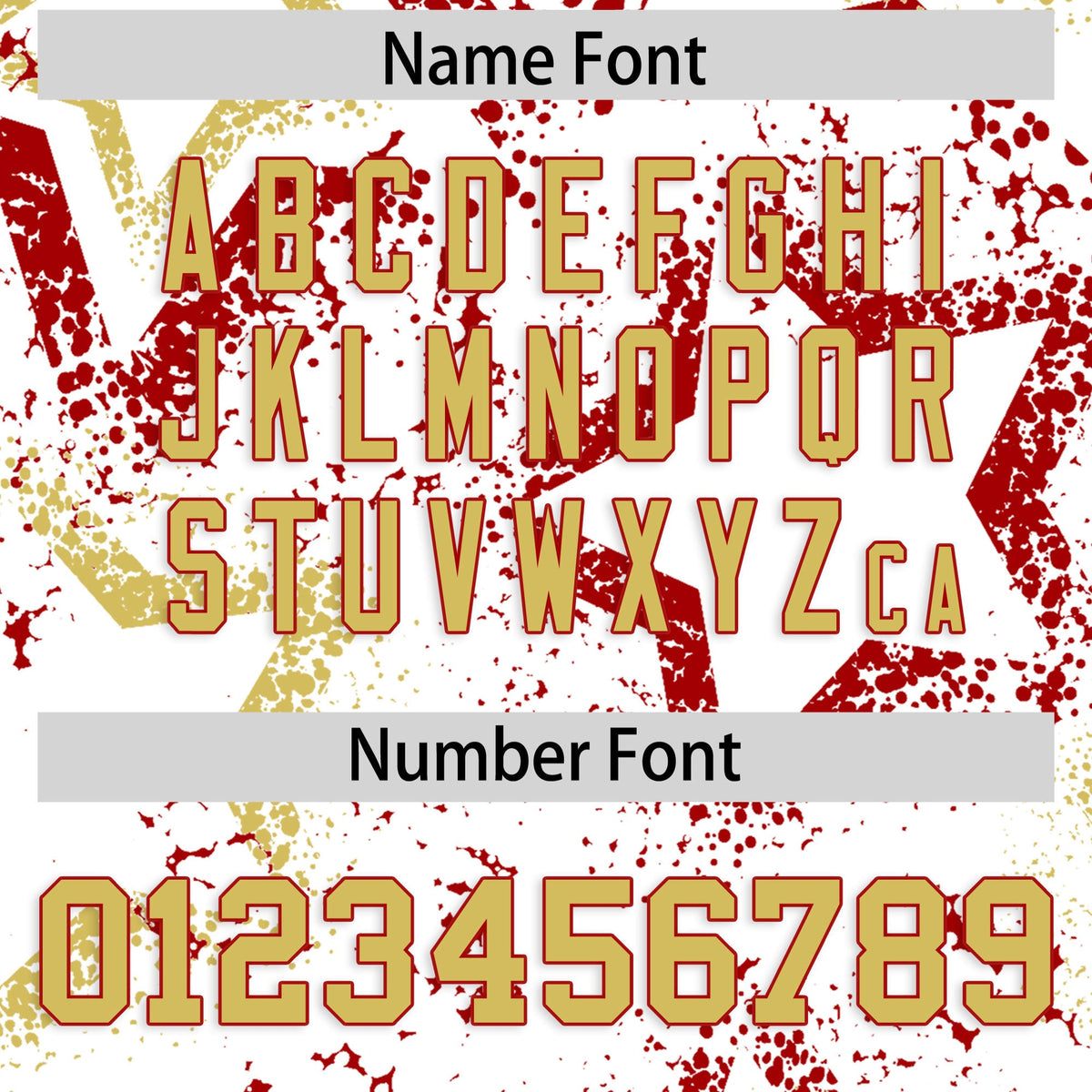 Custom White Old Gold Red Star-Shaped Ink Texture Graffiti Pattern Baseball Jersey | Sublimation Printed &amp; Stitched,Add Name and Numbern,Perfect for Parties,Perfect for Training | KXKSHOP