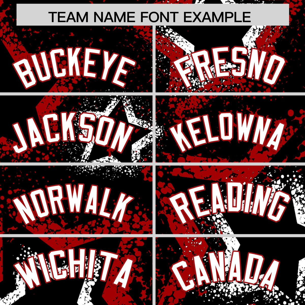 Custom Black White Red Star-Shaped Ink Texture Graffiti Pattern Baseball Jersey | Sublimation Printed &amp; Stitched,Add Name and Numbern,Perfect for Parties,Perfect for Training | KXKSHOP