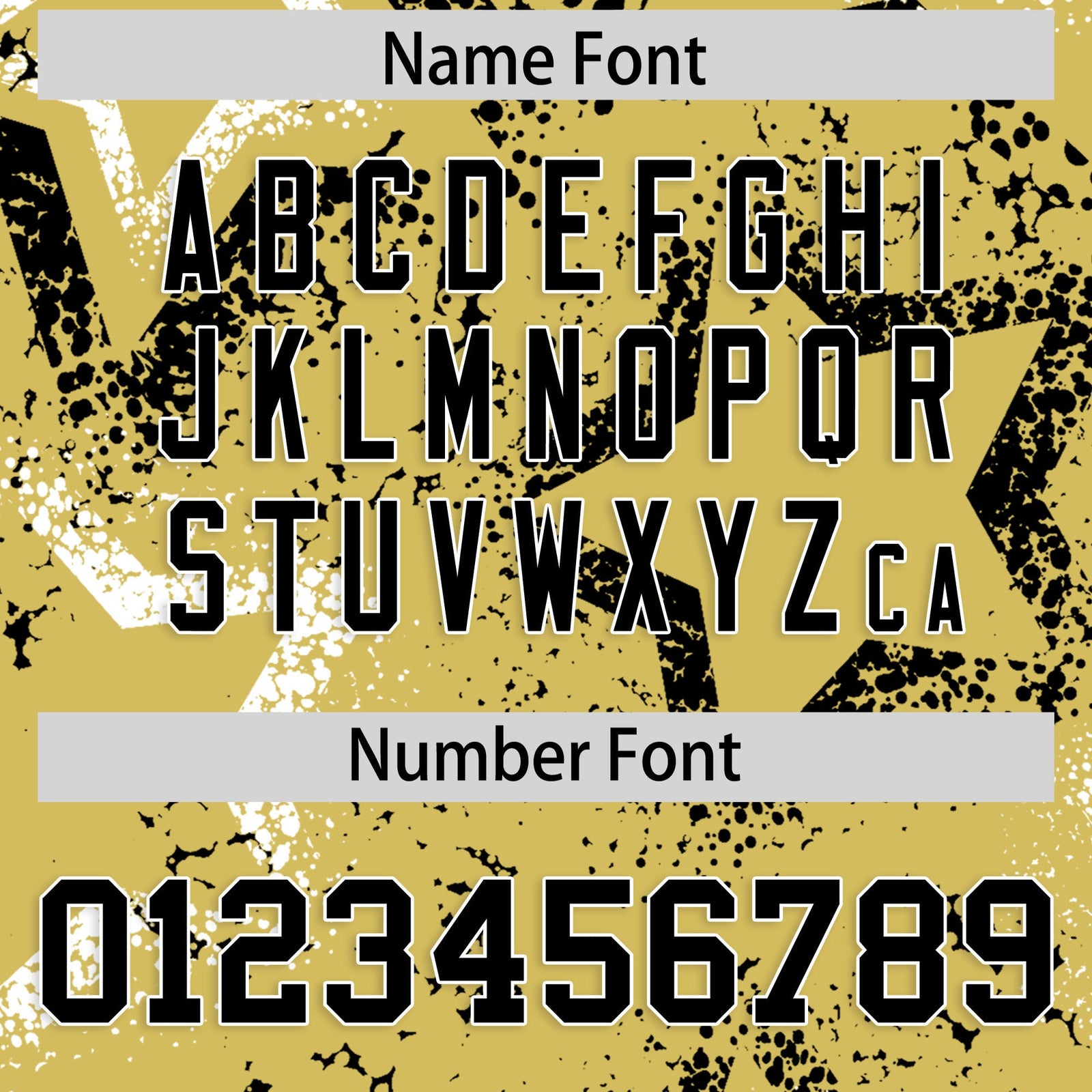 Custom Old Gold White Black Star-Shaped Ink Texture Graffiti Pattern Baseball Jersey | Sublimation Printed & Stitched,Add Name and Numbern,Perfect for Parties,Perfect for Training | KXKSHOP