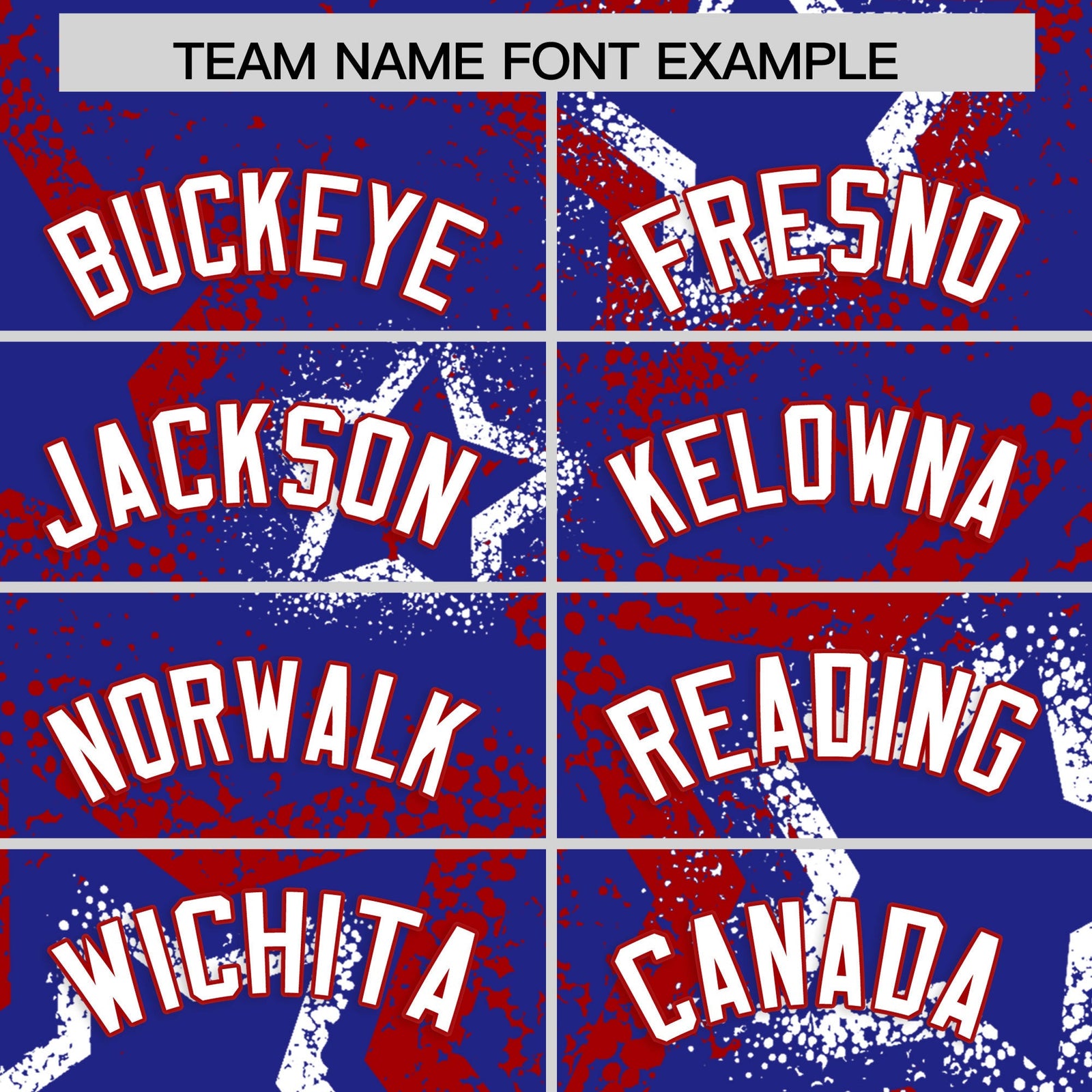 Custom Royal Blue White Red Star-Shaped Ink Texture Graffiti Pattern Baseball Jersey | Sublimation Printed & Stitched,Add Name and Numbern,Perfect for Parties,Perfect for Training | KXKSHOP