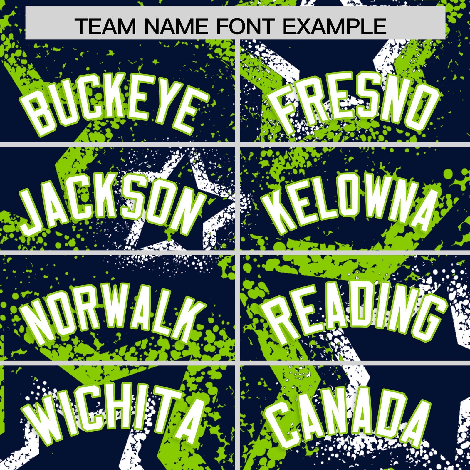 Custom Navy White Neon Green Star-Shaped Ink Texture Graffiti Pattern Baseball Jersey | Sublimation Printed & Stitched,Add Name and Numbern,Perfect for Parties,Perfect for Training | KXKSHOP