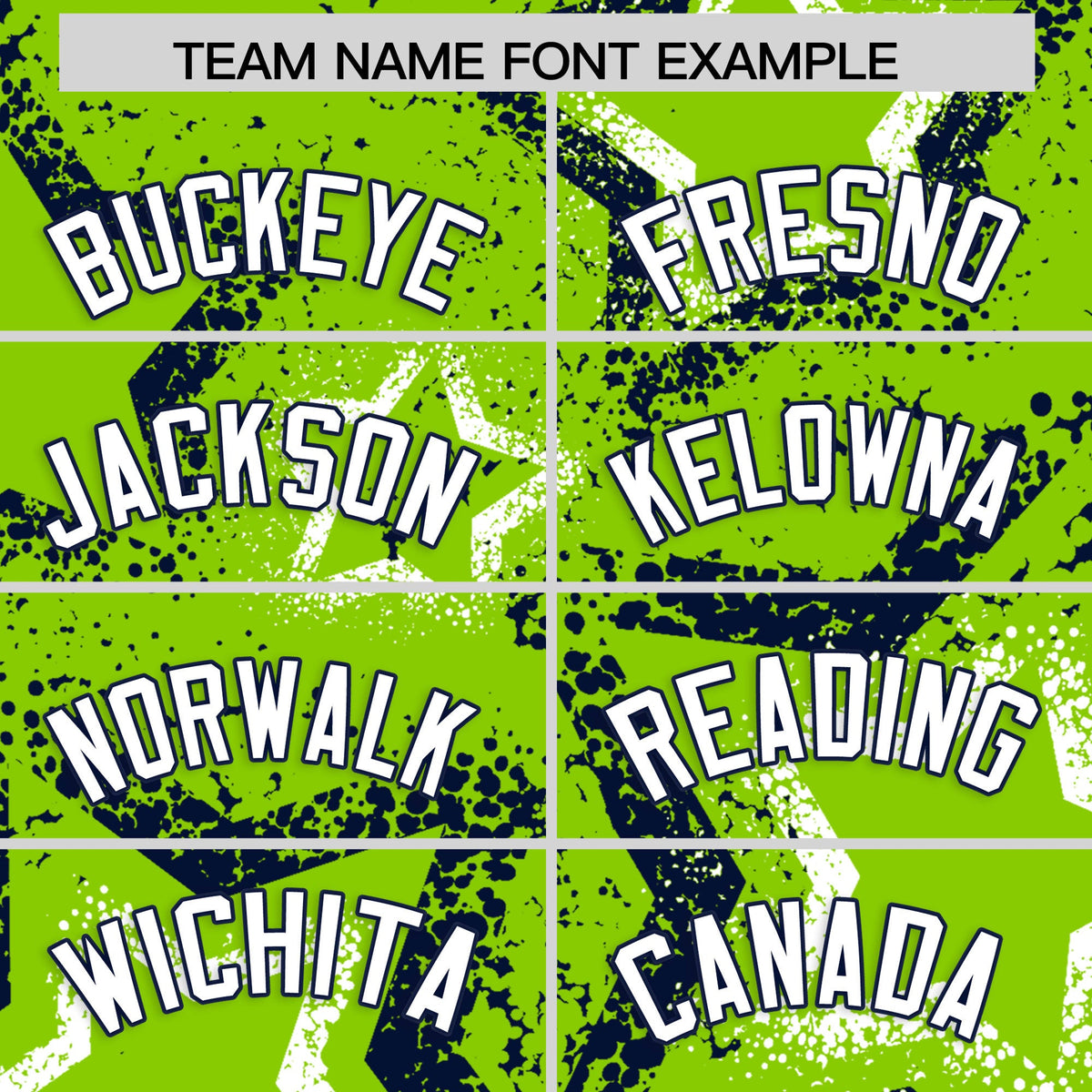 Custom Neon Green White Navy Star-Shaped Ink Texture Graffiti Pattern Baseball Jersey | Sublimation Printed &amp; Stitched,Add Name and Numbern,Perfect for Parties,Perfect for Training | KXKSHOP