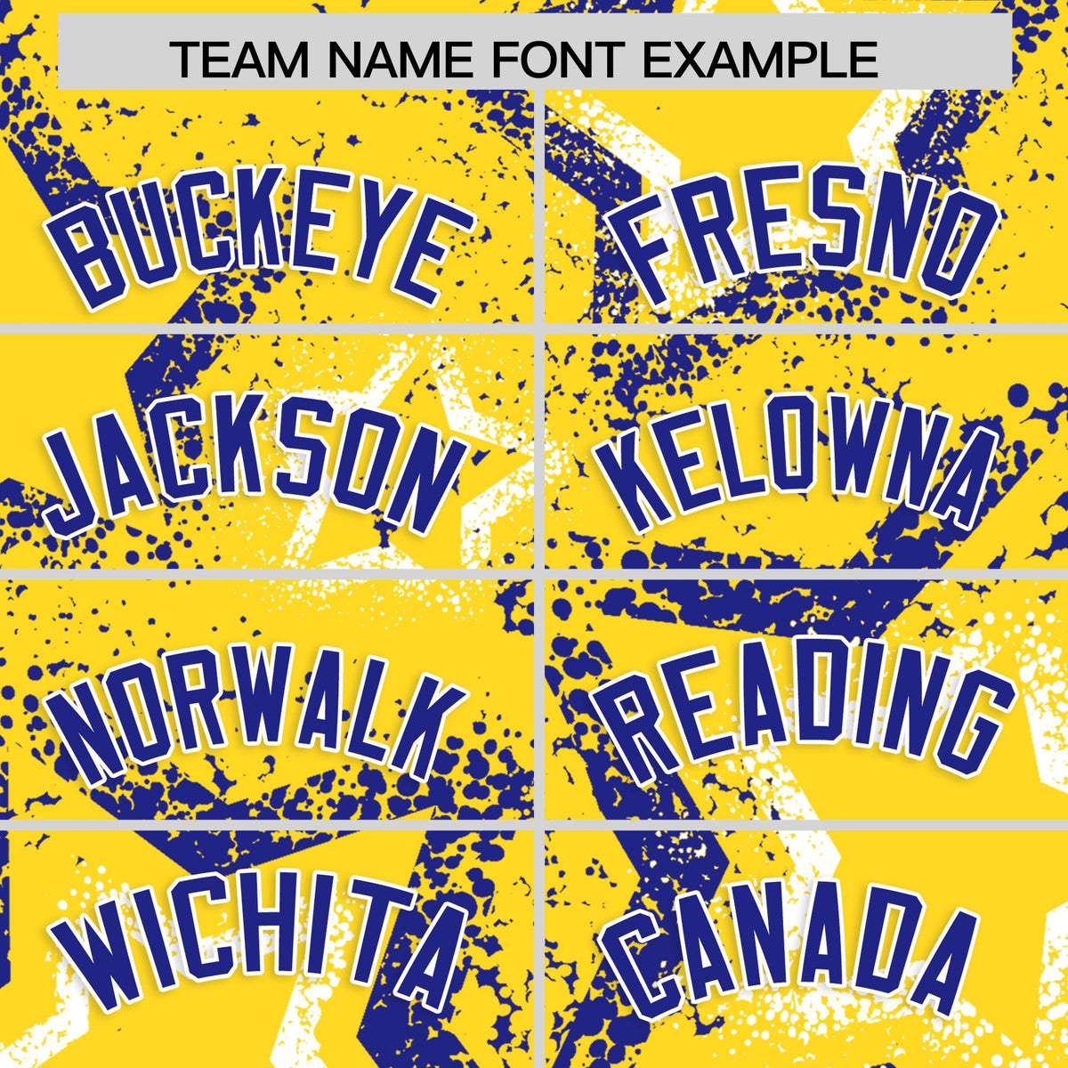 Custom Gold White Royal Blue Star-Shaped Ink Texture Graffiti Pattern Baseball Jersey | Sublimation Printed &amp; Stitched,Add Name and Numbern,Perfect for Parties,Perfect for Training | KXKSHOP