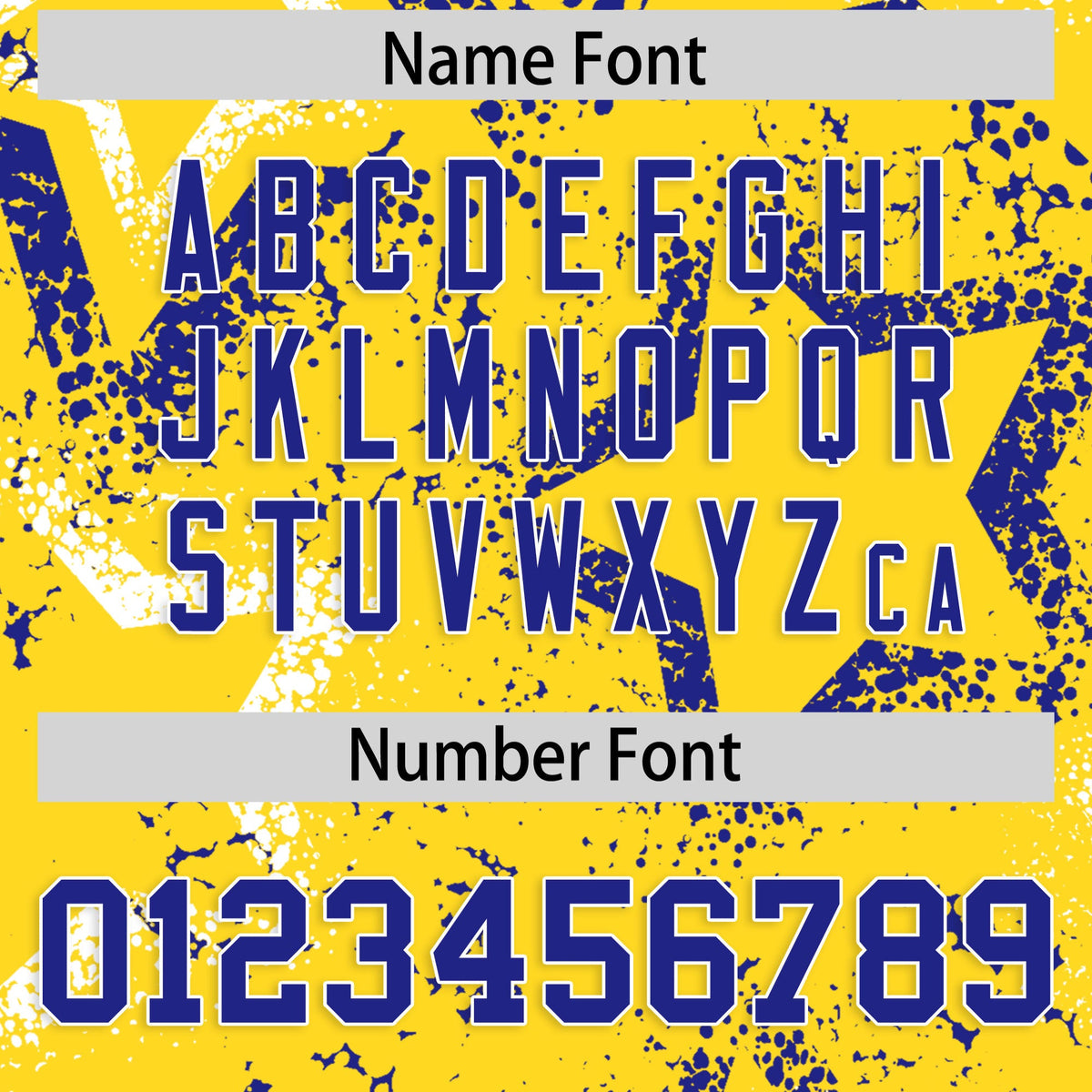 Custom Gold White Royal Blue Star-Shaped Ink Texture Graffiti Pattern Baseball Jersey | Sublimation Printed &amp; Stitched,Add Name and Numbern,Perfect for Parties,Perfect for Training | KXKSHOP