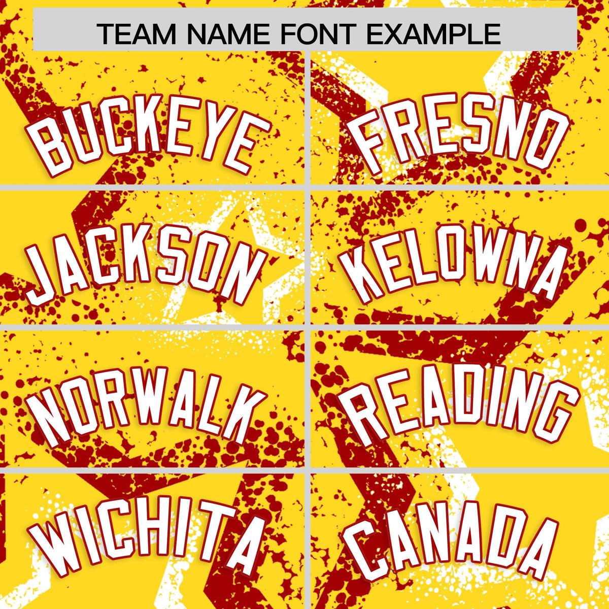 Custom Gold White Red Star-Shaped Ink Texture Graffiti Pattern Baseball Jersey | Sublimation Printed &amp; Stitched,Add Name and Numbern,Perfect for Parties,Perfect for Training | KXKSHOP