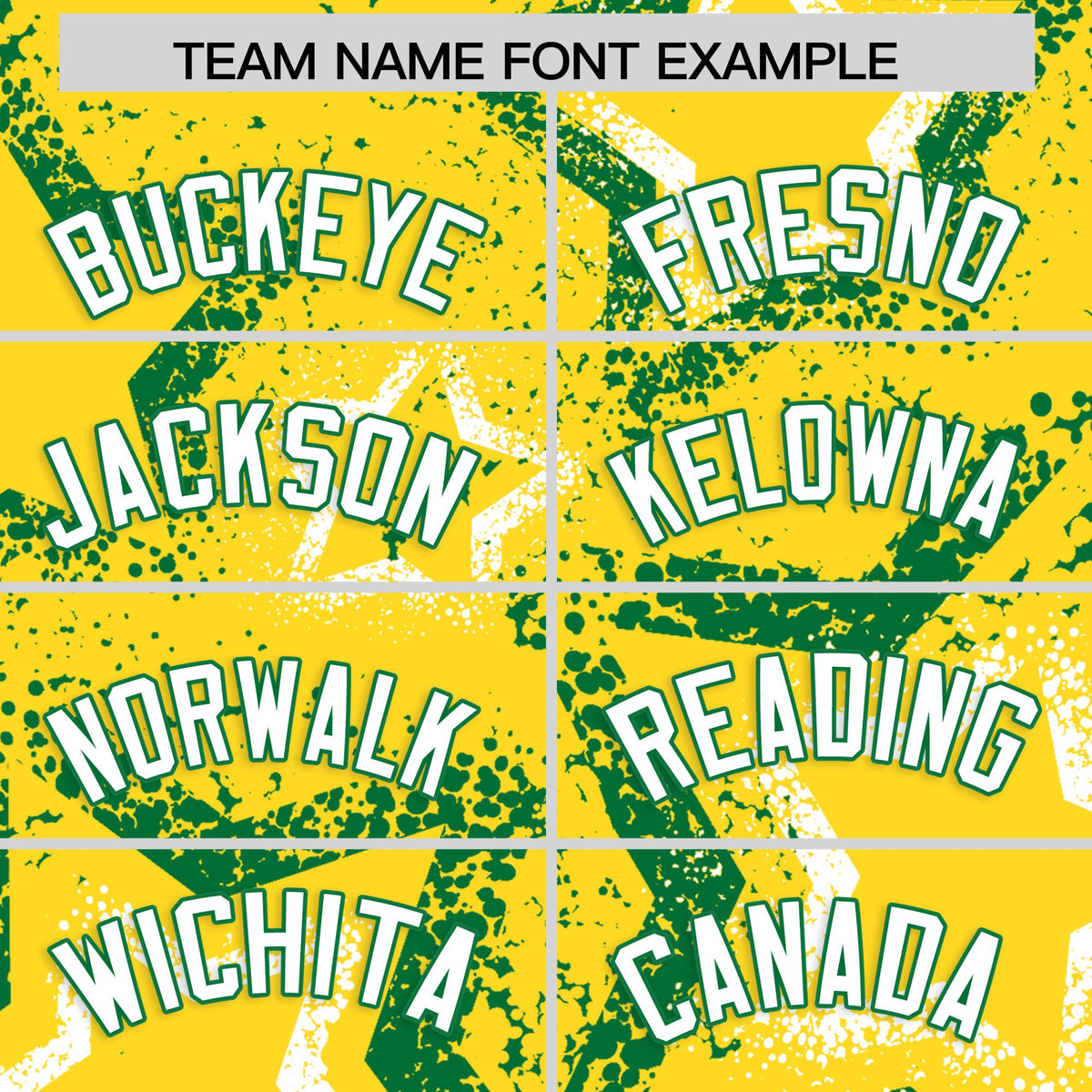 Custom Gold White Kelly Green Star-Shaped Ink Texture Graffiti Pattern Baseball Jersey | Sublimation Printed & Stitched,Add Name and Numbern,Perfect for Parties,Perfect for Training | KXKSHOP