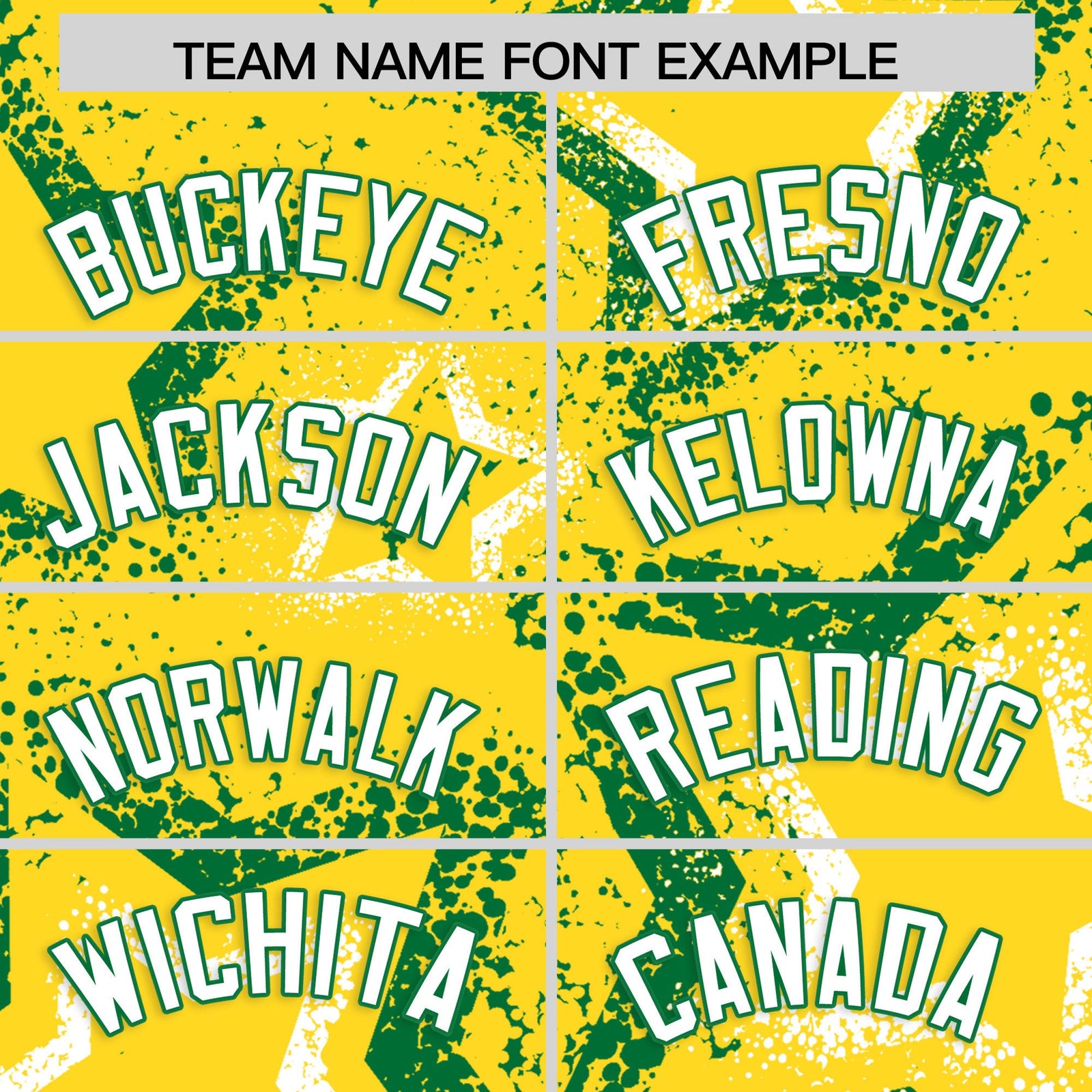 Custom Gold White Kelly Green Star-Shaped Ink Texture Graffiti Pattern Baseball Jersey | Sublimation Printed & Stitched,Add Name and Numbern,Perfect for Parties,Perfect for Training | KXKSHOP