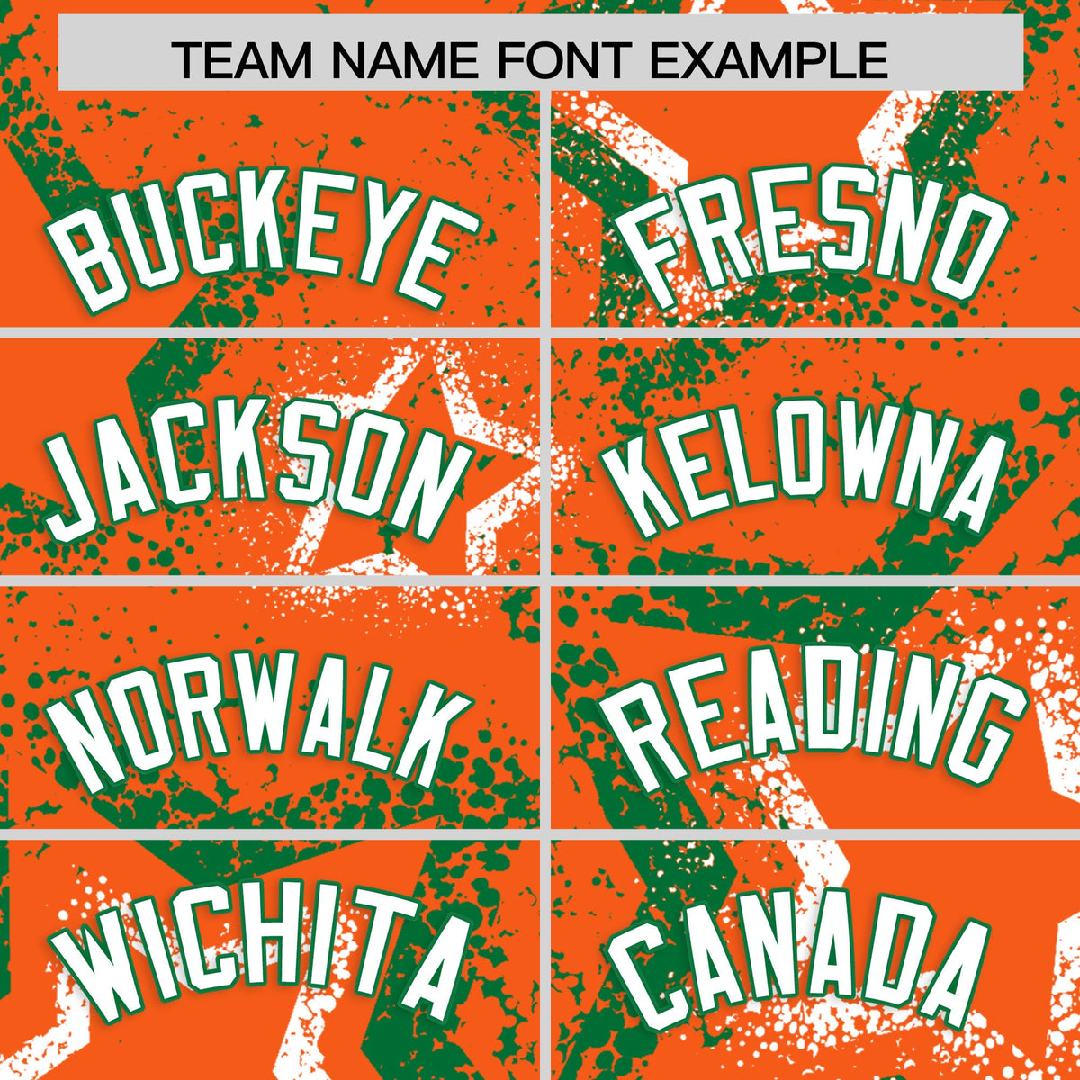 Custom Orange Kelly Green White Star-Shaped Ink Texture Graffiti Pattern Baseball Jersey | Sublimation Printed & Stitched,Add Name and Numbern,Perfect for Parties,Perfect for Training | KXKSHOP