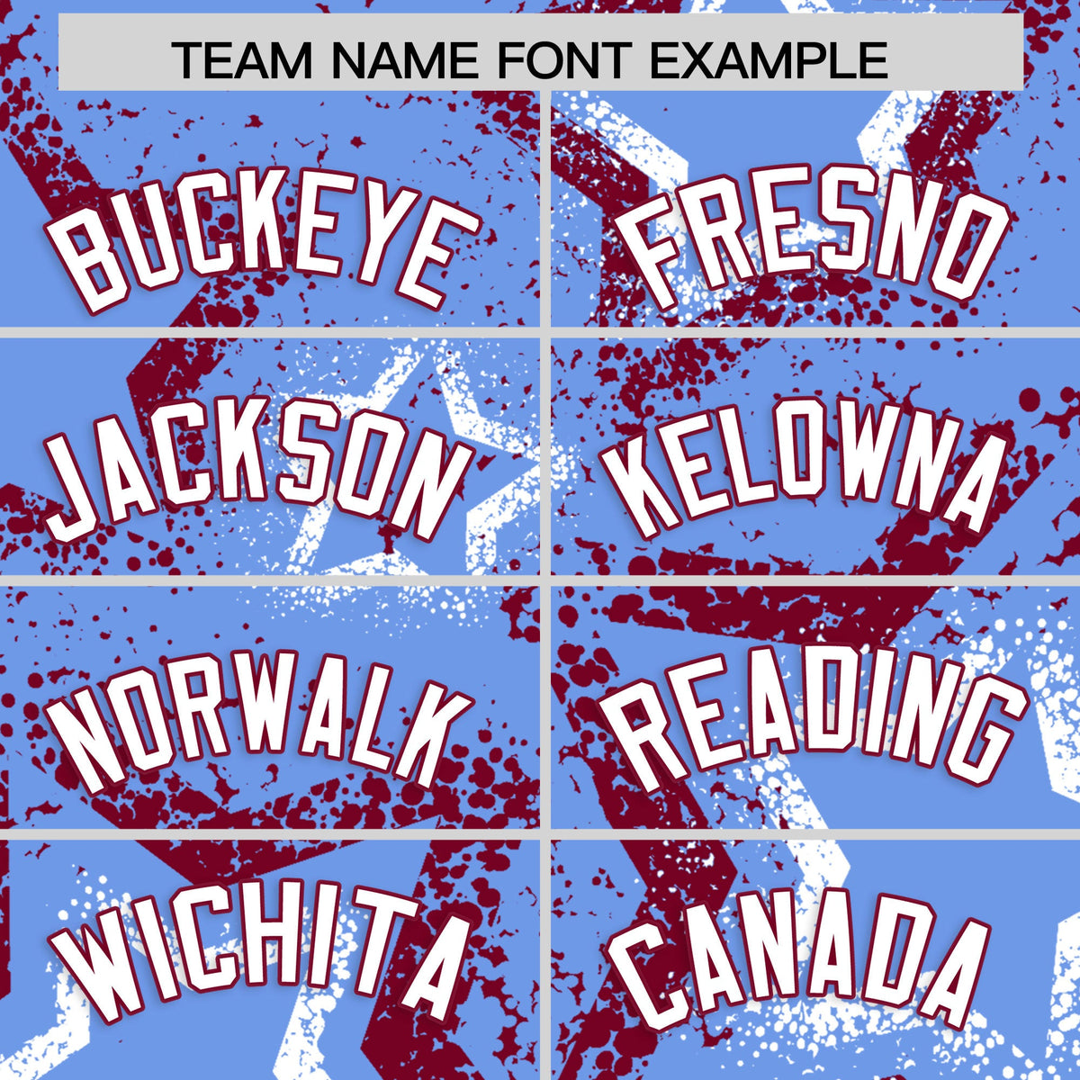 Custom Light Blue White Crimson Star-Shaped Ink Texture Graffiti Pattern Baseball Jersey | Sublimation Printed &amp; Stitched,Add Name and Numbern,Perfect for Parties,Perfect for Training | KXKSHOP