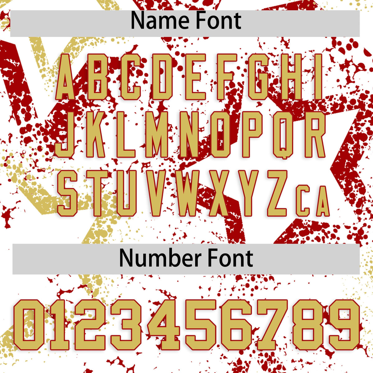 Custom White Old Gold Red Star-Shaped Ink Texture Graffiti Pattern Baseball Jersey | Sublimation Printed &amp; Stitched,Add Name and Numbern,Perfect for Parties,Perfect for Training | KXKSHOP