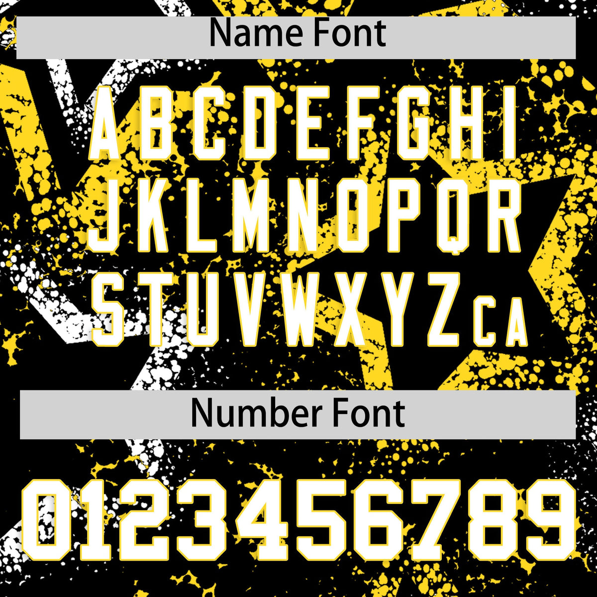 Custom Black White Gold Star-Shaped Ink Texture Graffiti Pattern Baseball Jersey | Sublimation Printed & Stitched,Add Name and Numbern,Perfect for Parties,Perfect for Training | KXKSHOP