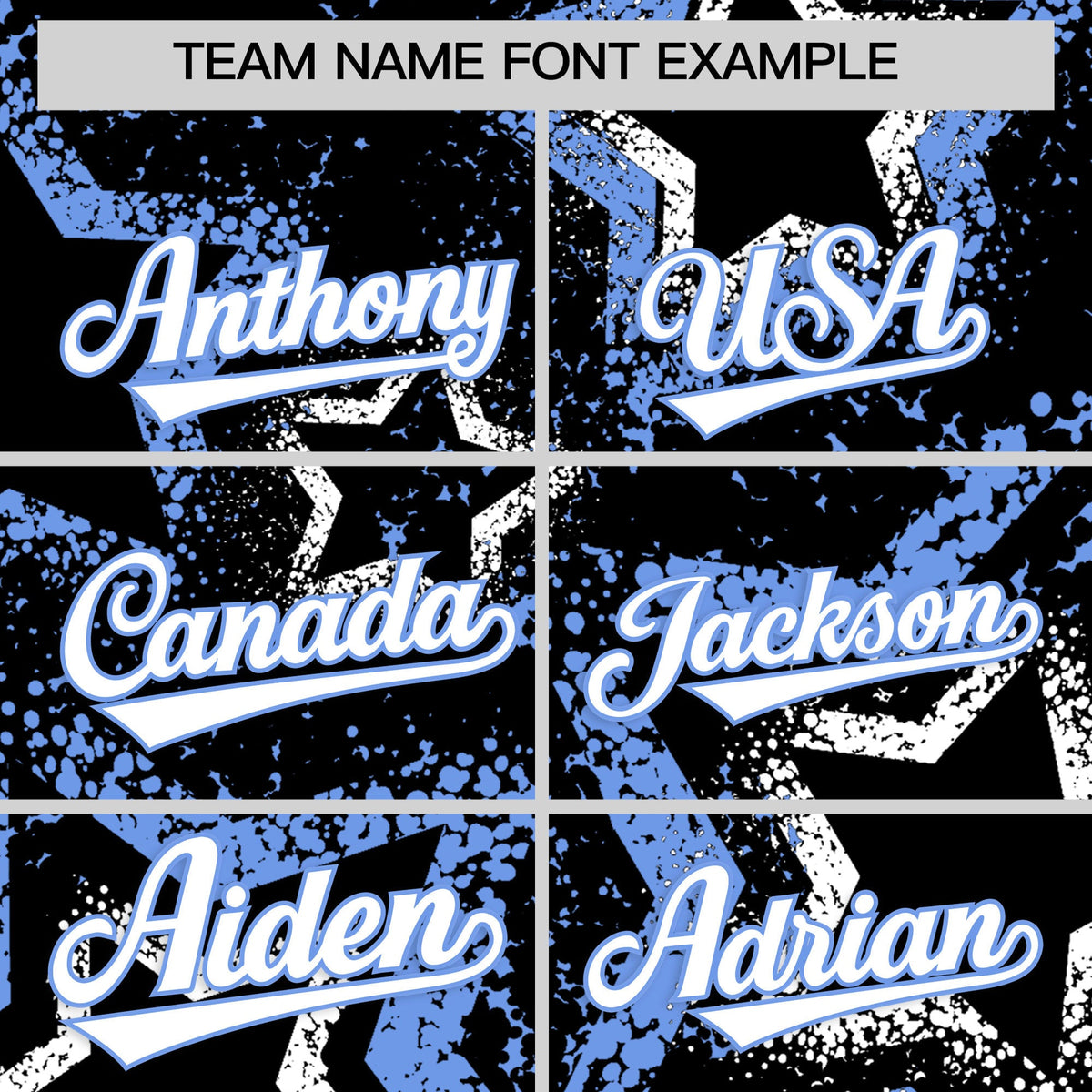 Custom Black White Light Blue Star-Shaped Ink Texture Graffiti Pattern Baseball Jersey | Sublimation Printed &amp; Stitched,Add Name and Numbern,Perfect for Parties,Perfect for Training | KXKSHOP