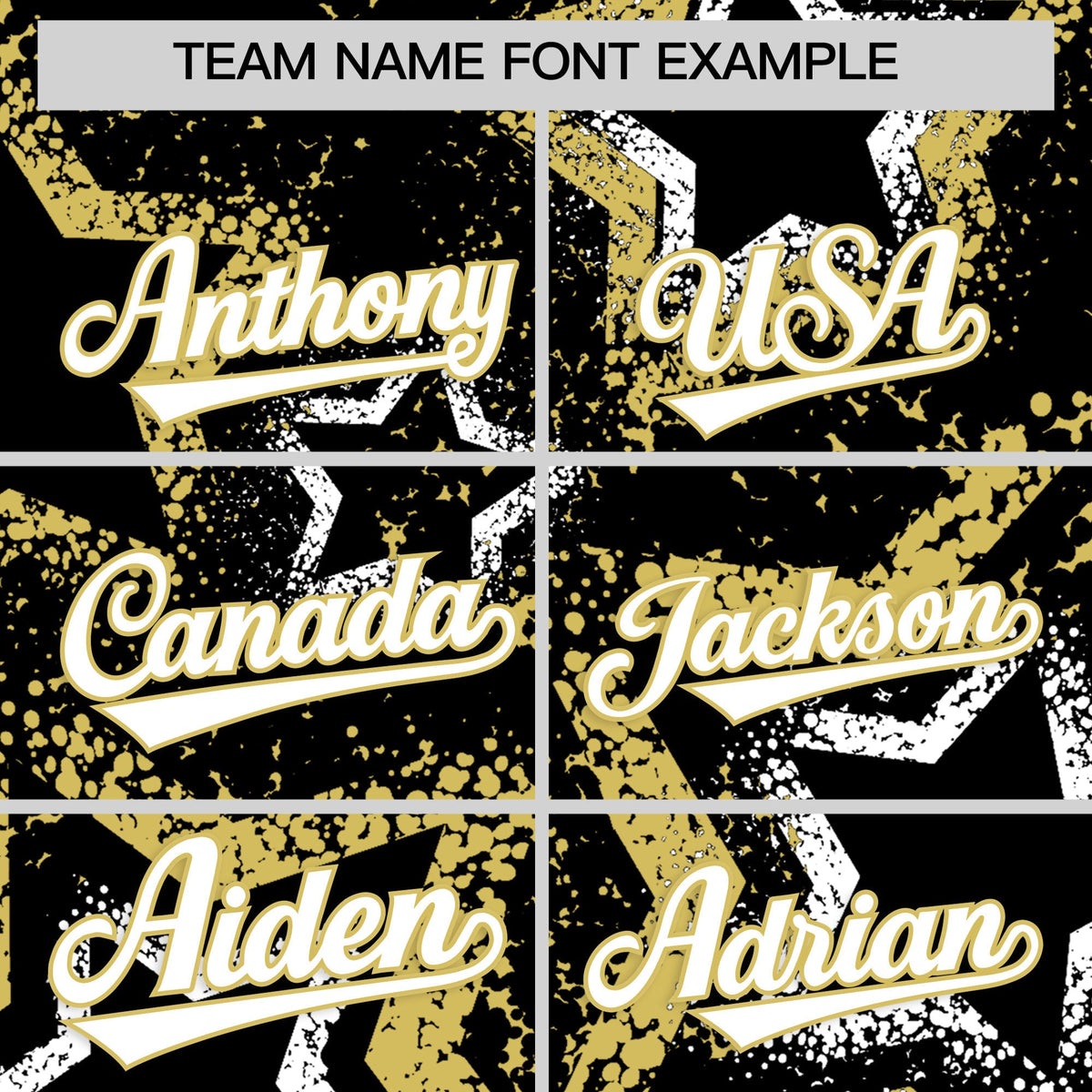 Custom Black White Old Gold Star-Shaped Ink Texture Graffiti Pattern Baseball Jersey | Sublimation Printed &amp; Stitched,Add Name and Numbern,Perfect for Parties,Perfect for Training | KXKSHOP