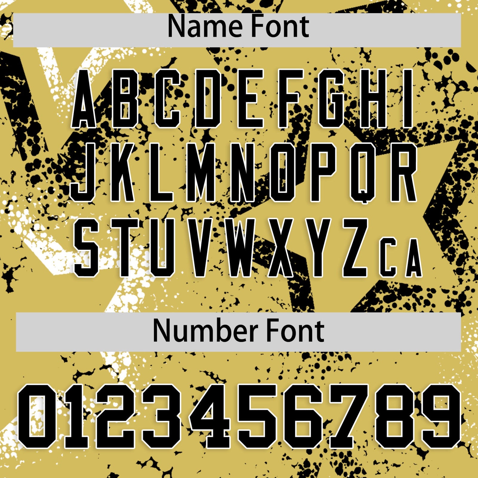 Custom Old Gold White Black Star-Shaped Ink Texture Graffiti Pattern Baseball Jersey | Sublimation Printed & Stitched,Add Name and Numbern,Perfect for Parties,Perfect for Training | KXKSHOP