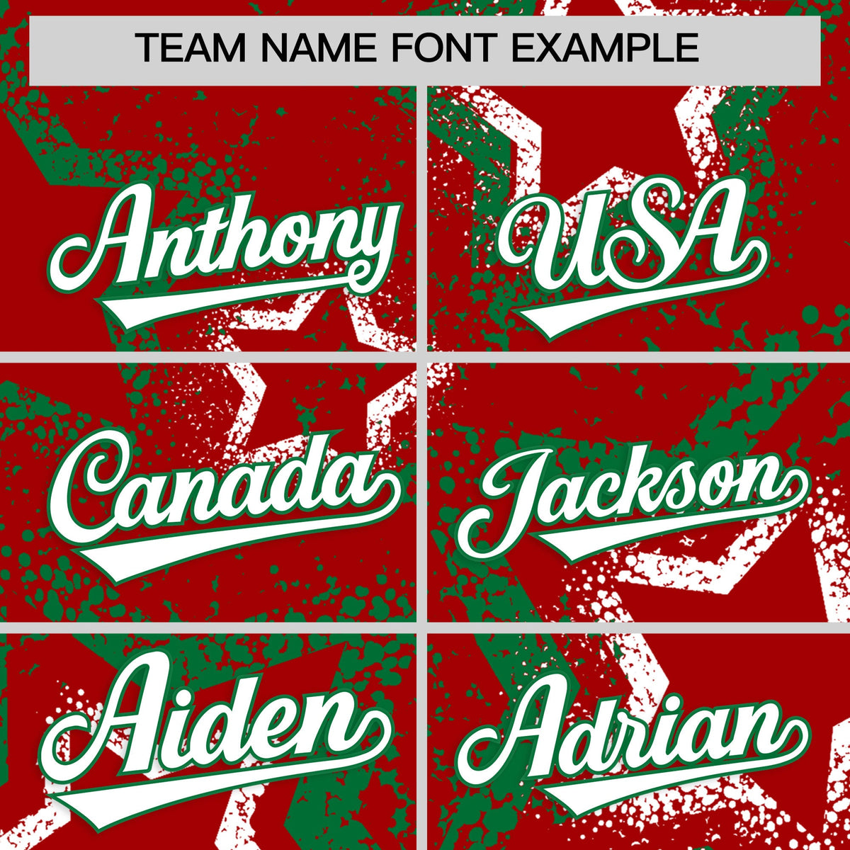Custom Red White Kelly Green Star-Shaped Ink Texture Graffiti Pattern Baseball Jersey | Sublimation Printed & Stitched,Add Name and Numbern,Perfect for Parties,Perfect for Training | KXKSHOP