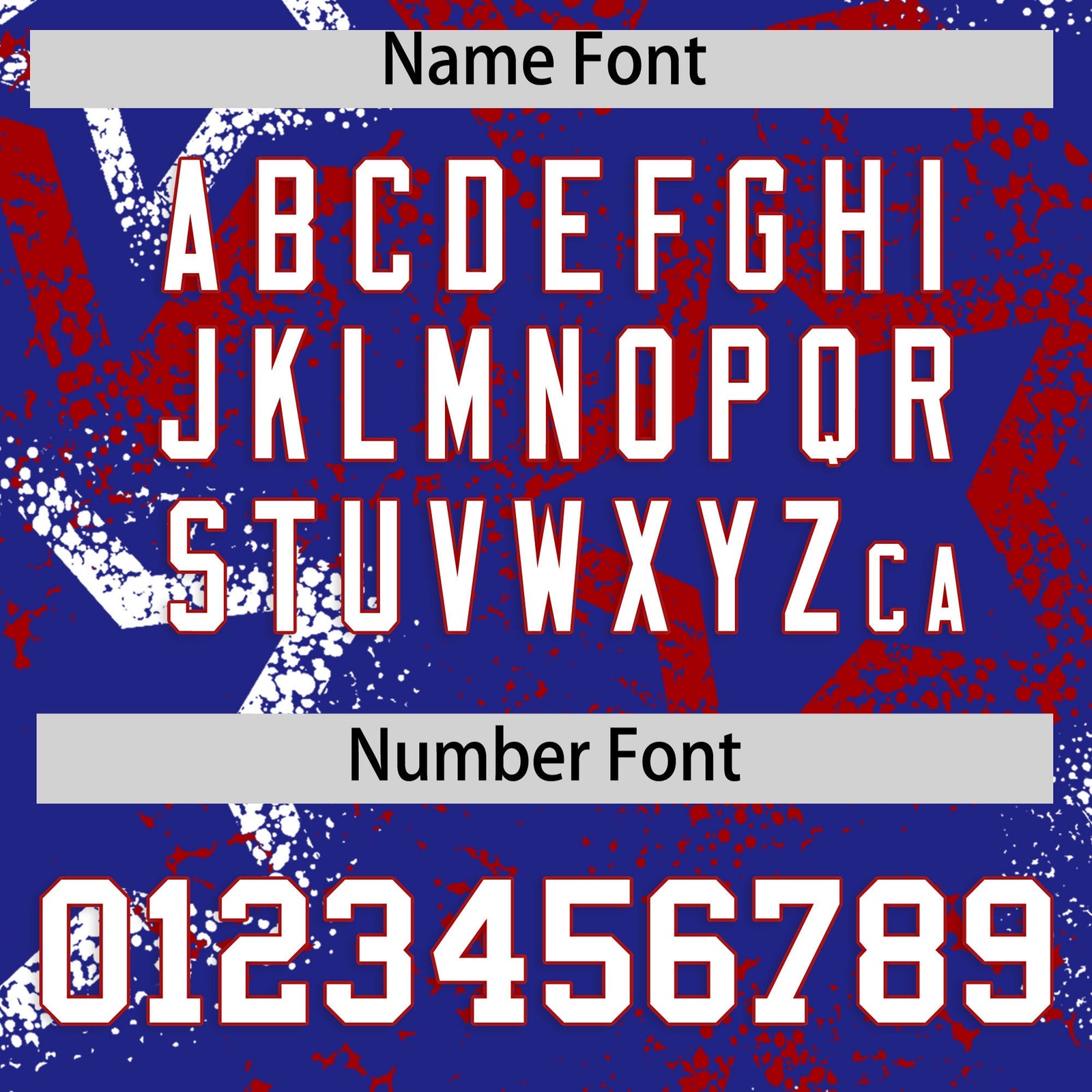 Custom Royal Blue White Red Star-Shaped Ink Texture Graffiti Pattern Baseball Jersey | Sublimation Printed & Stitched,Add Name and Numbern,Perfect for Parties,Perfect for Training | KXKSHOP