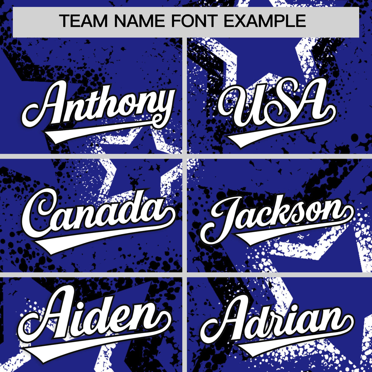 Custom Royal Blue Black White Star-Shaped Ink Texture Graffiti Pattern Baseball Jersey | Sublimation Printed &amp; Stitched,Add Name and Numbern,Perfect for Parties,Perfect for Training | KXKSHOP