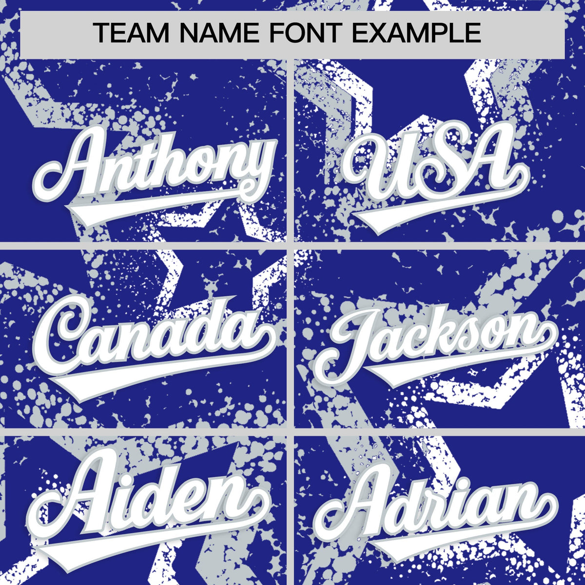 Custom Royal Blue White Silver Star-Shaped Ink Texture Graffiti Pattern Baseball Jersey | Sublimation Printed & Stitched,Add Name and Numbern,Perfect for Parties,Perfect for Training | KXKSHOP